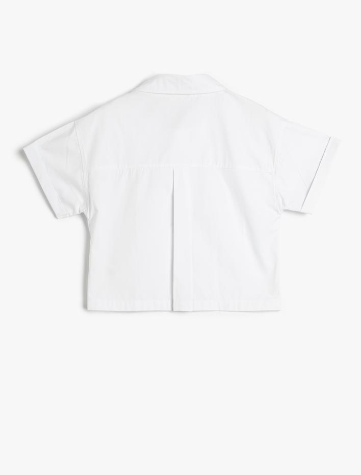 Kız Çocuk Gömlek Kısa Kollu Cep Detaylı Pamuklu