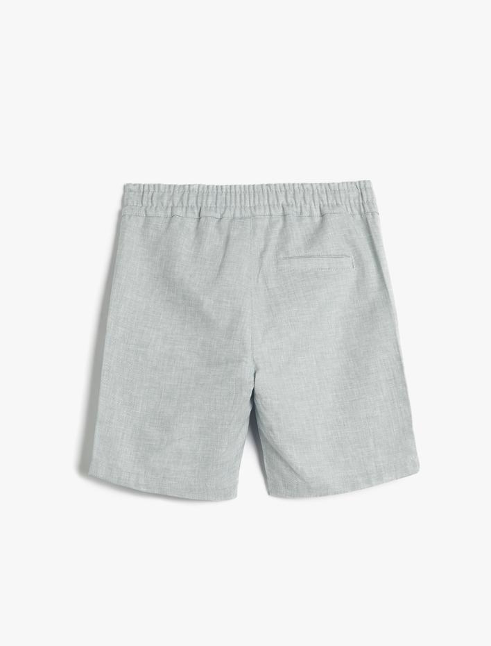 Erkek Çocuk Keten Şort Beli Bağlamalı Lastikli Cepli