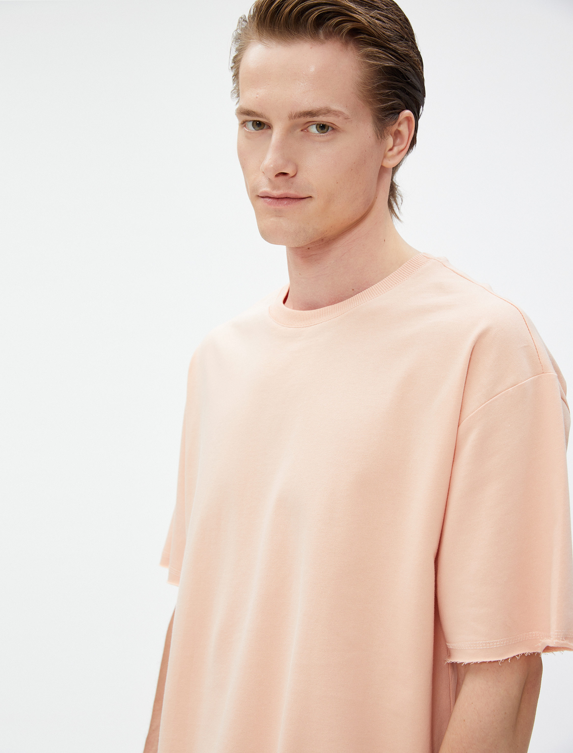   Basic Oversize Tişört Bisiklet Yaka Kısa Kollu