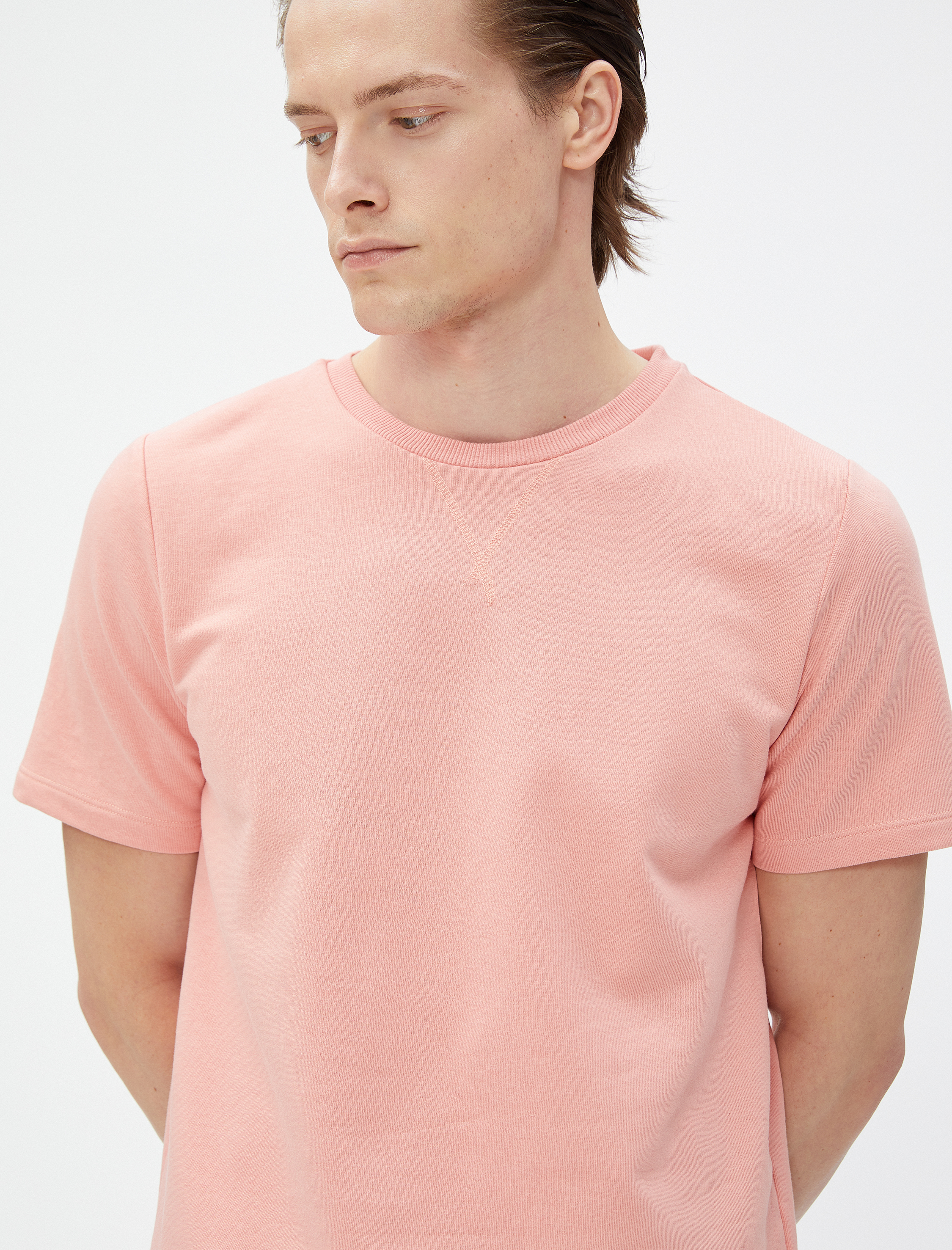   Kaşkorse Tişört Etiket Baskı Detaylı Bisiklet Yaka