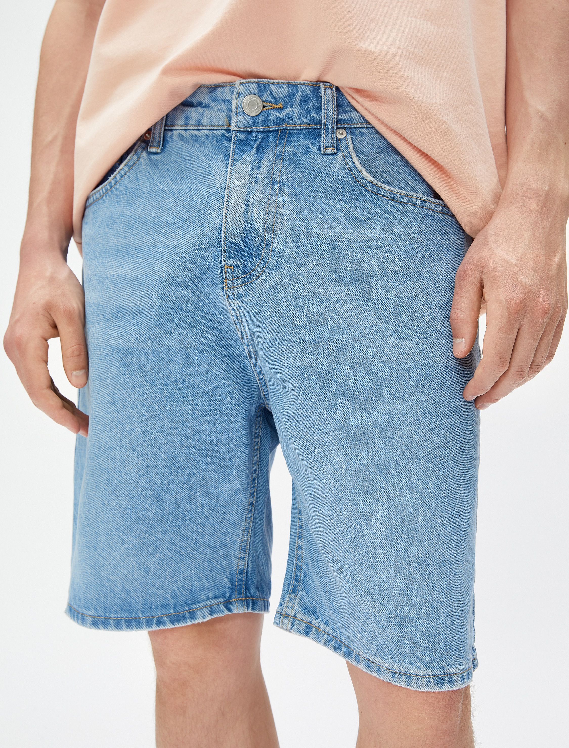   Bermuda Kot Şort Cep Detaylı Pamuklu