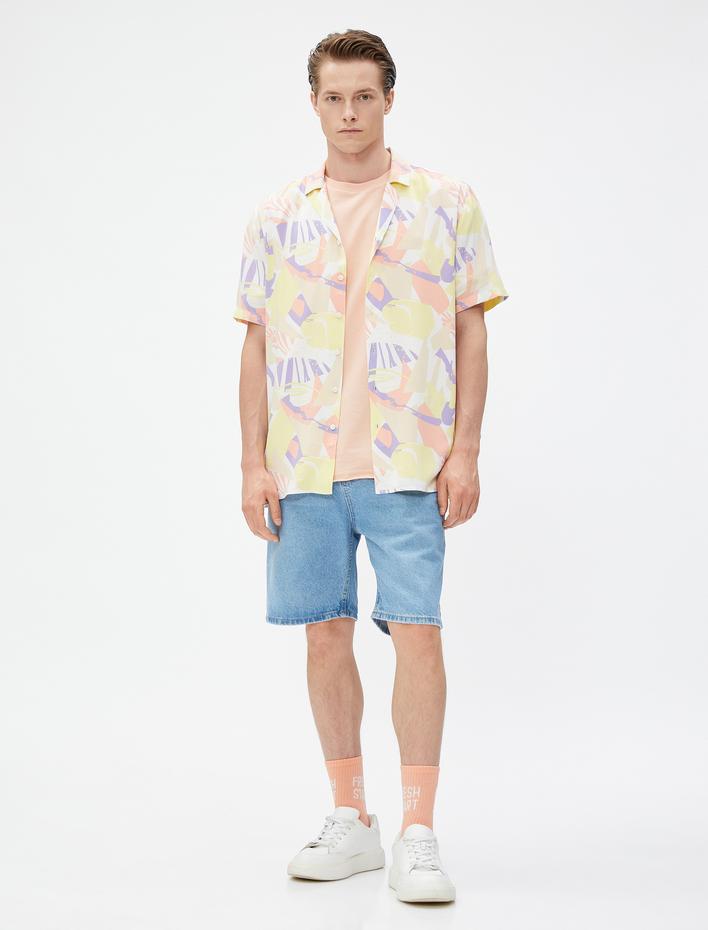  Bermuda Kot Şort Cep Detaylı Pamuklu