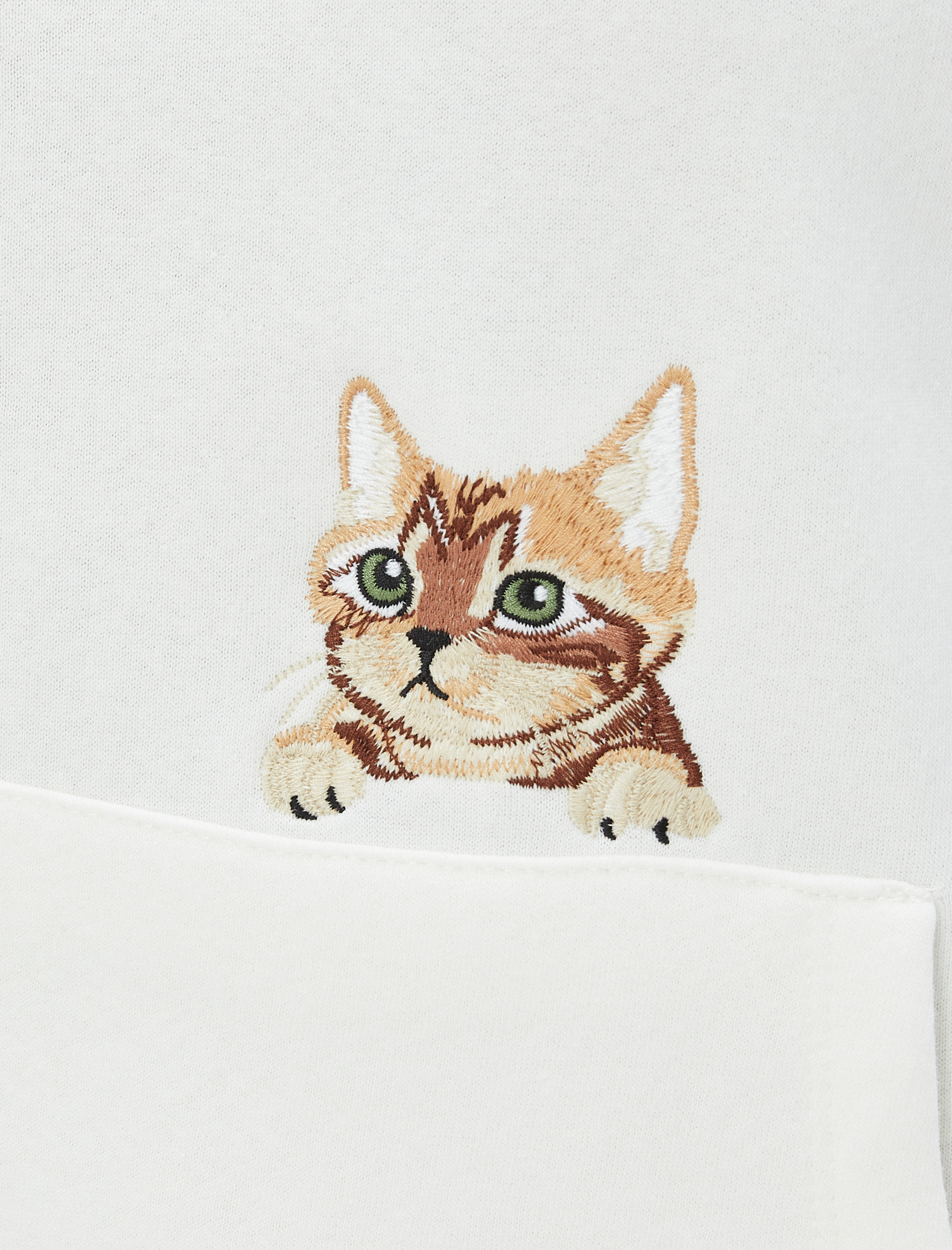 Kapüşonlu Sweatshirt Kanguru Cepli Kedi Nakışlı