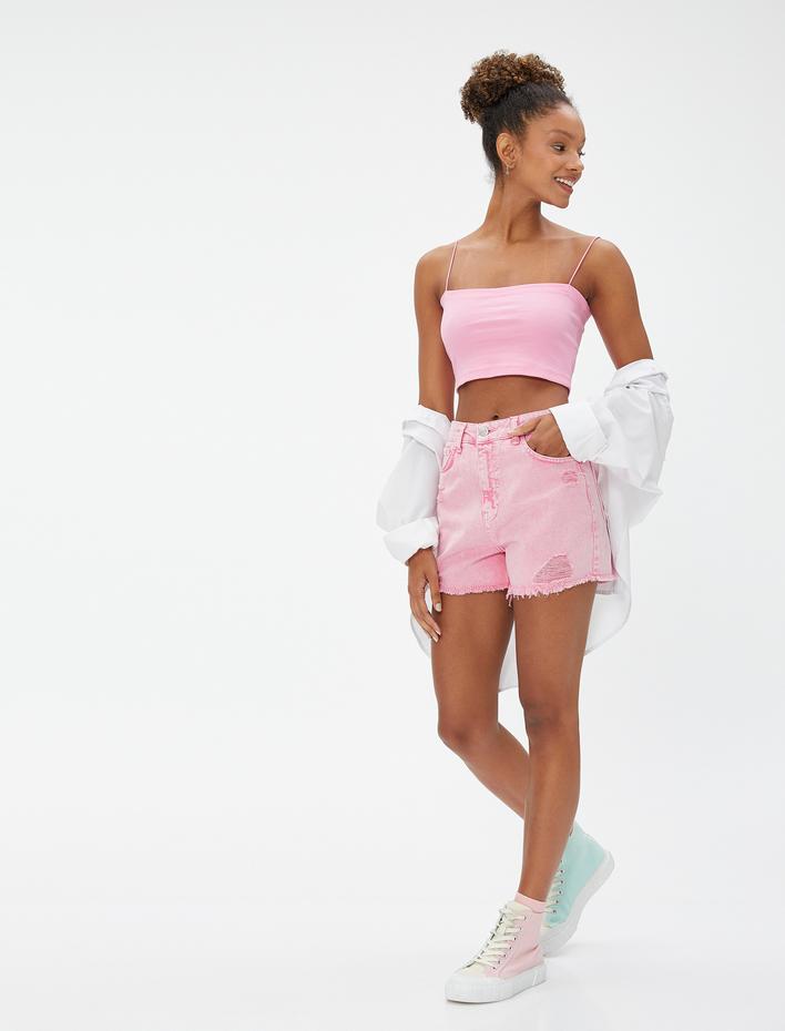  Fitilli Crop Atlet İnce Askılı Basic