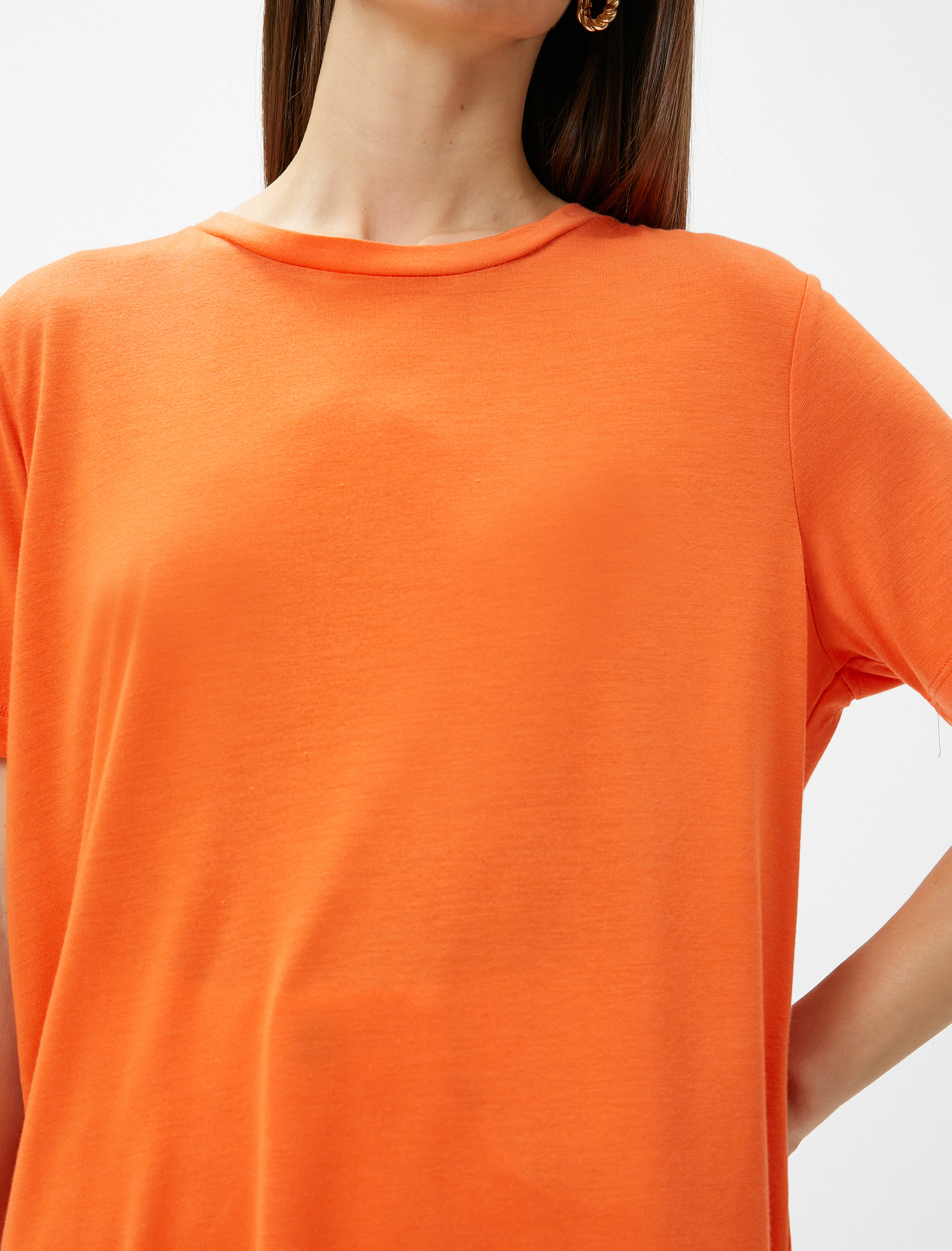 Oversize Basic Tişört Bisiklet Yaka