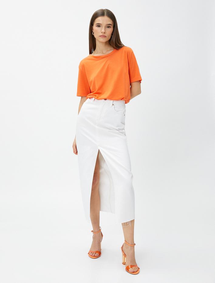  Oversize Basic Tişört Bisiklet Yaka