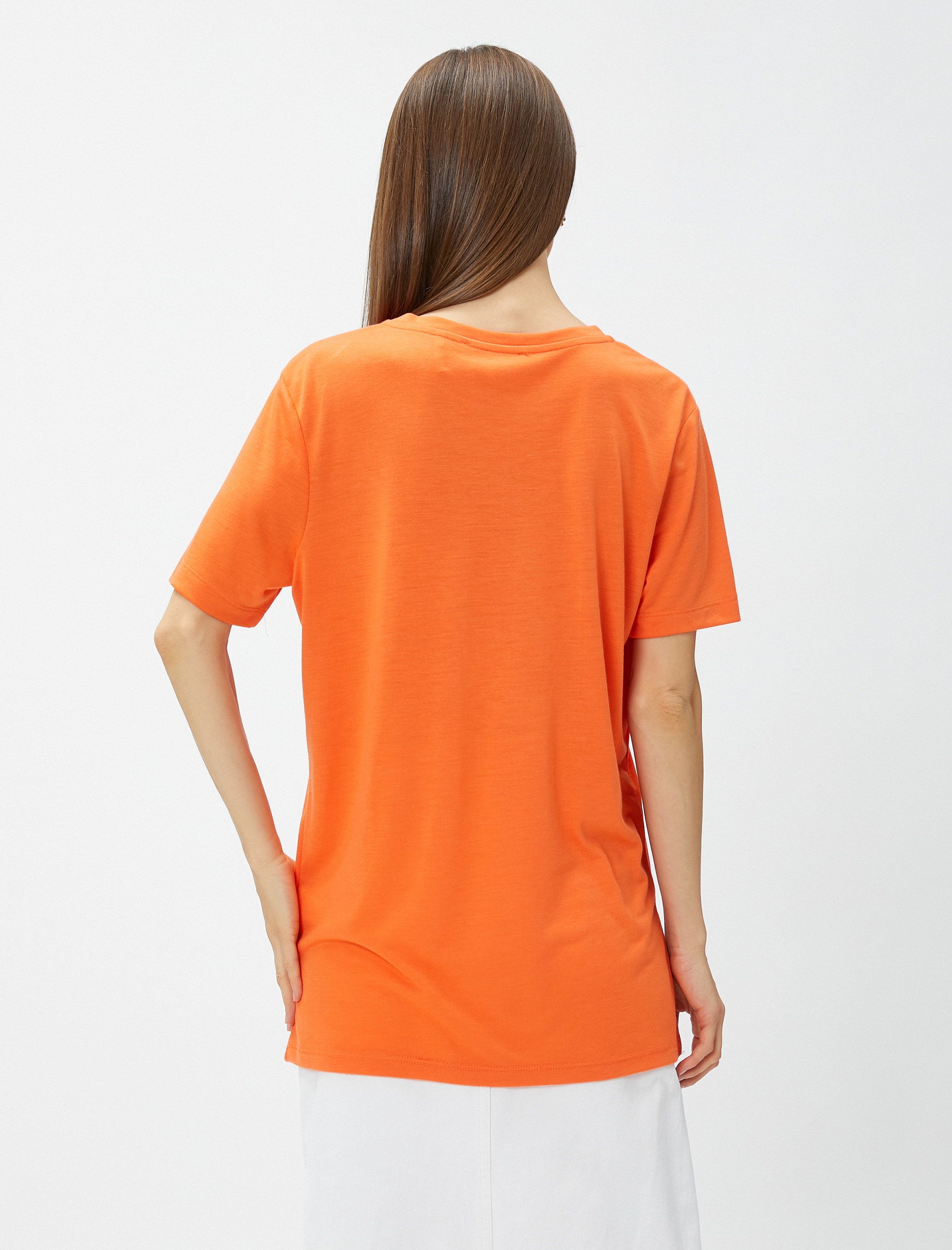 Oversize Basic Tişört Bisiklet Yaka