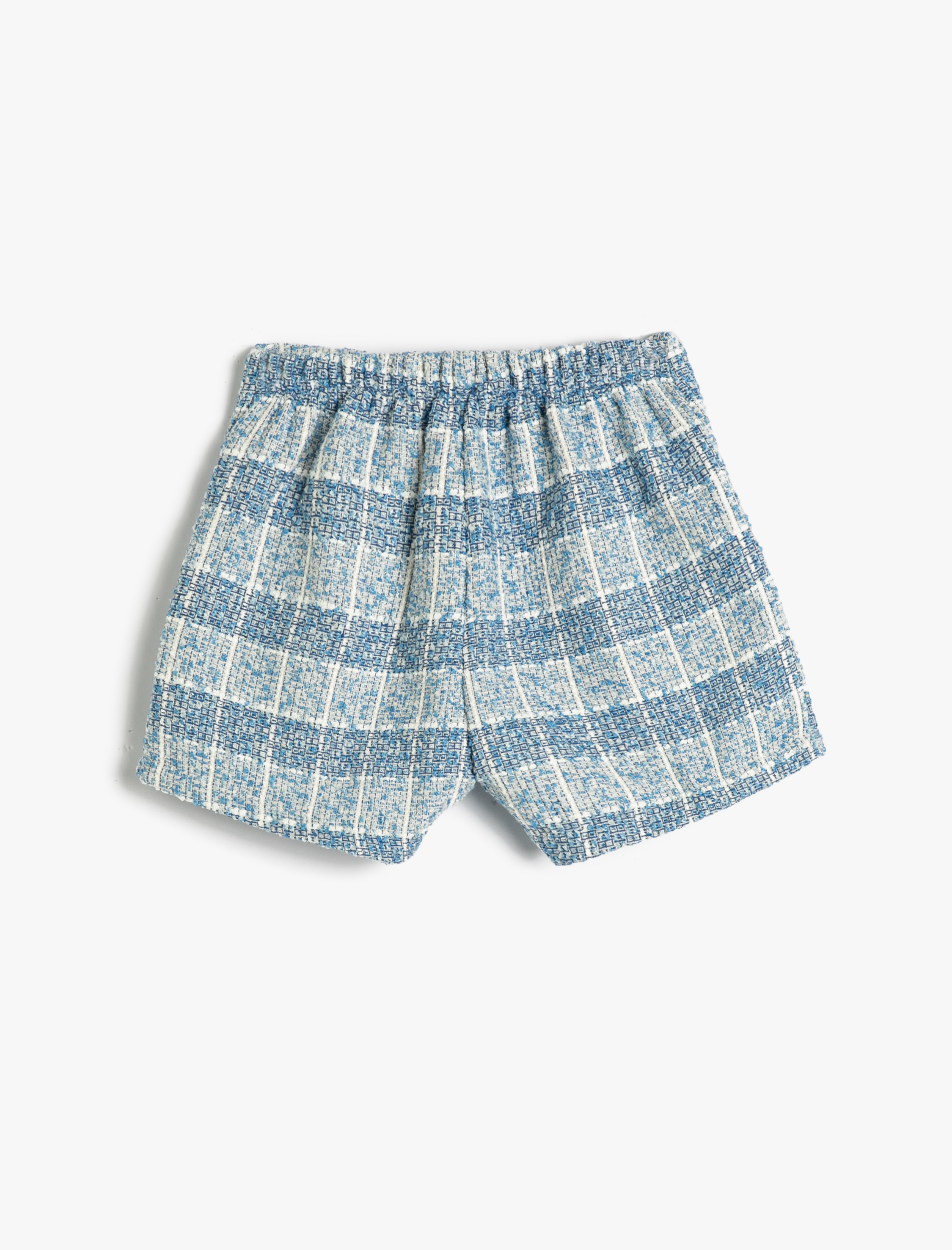  Kız Çocuk Tüvit Şort İnci Düğme Detaylı Beli Lastikli