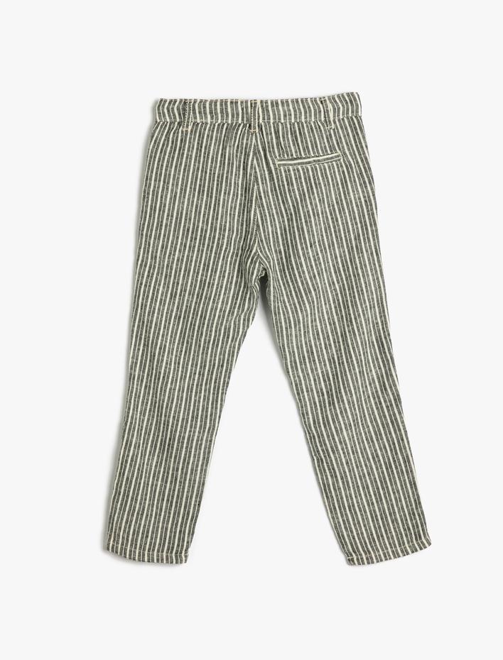 Erkek Çocuk Keten Pantolon Beli Bağlamalı Cepli