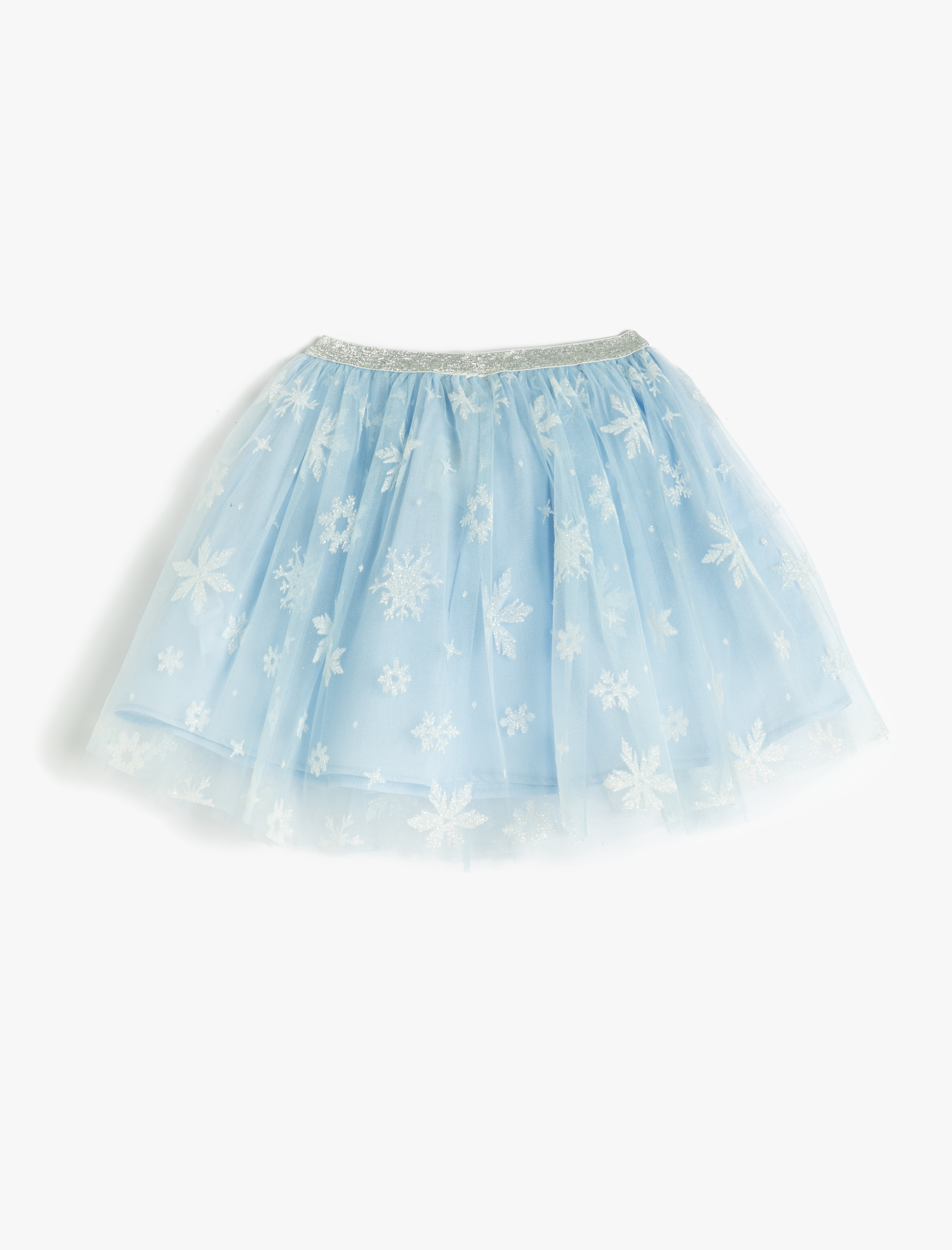  Kız Çocuk Tütü Etek Kar Tanesi Desenli Simli Beli Lastikli