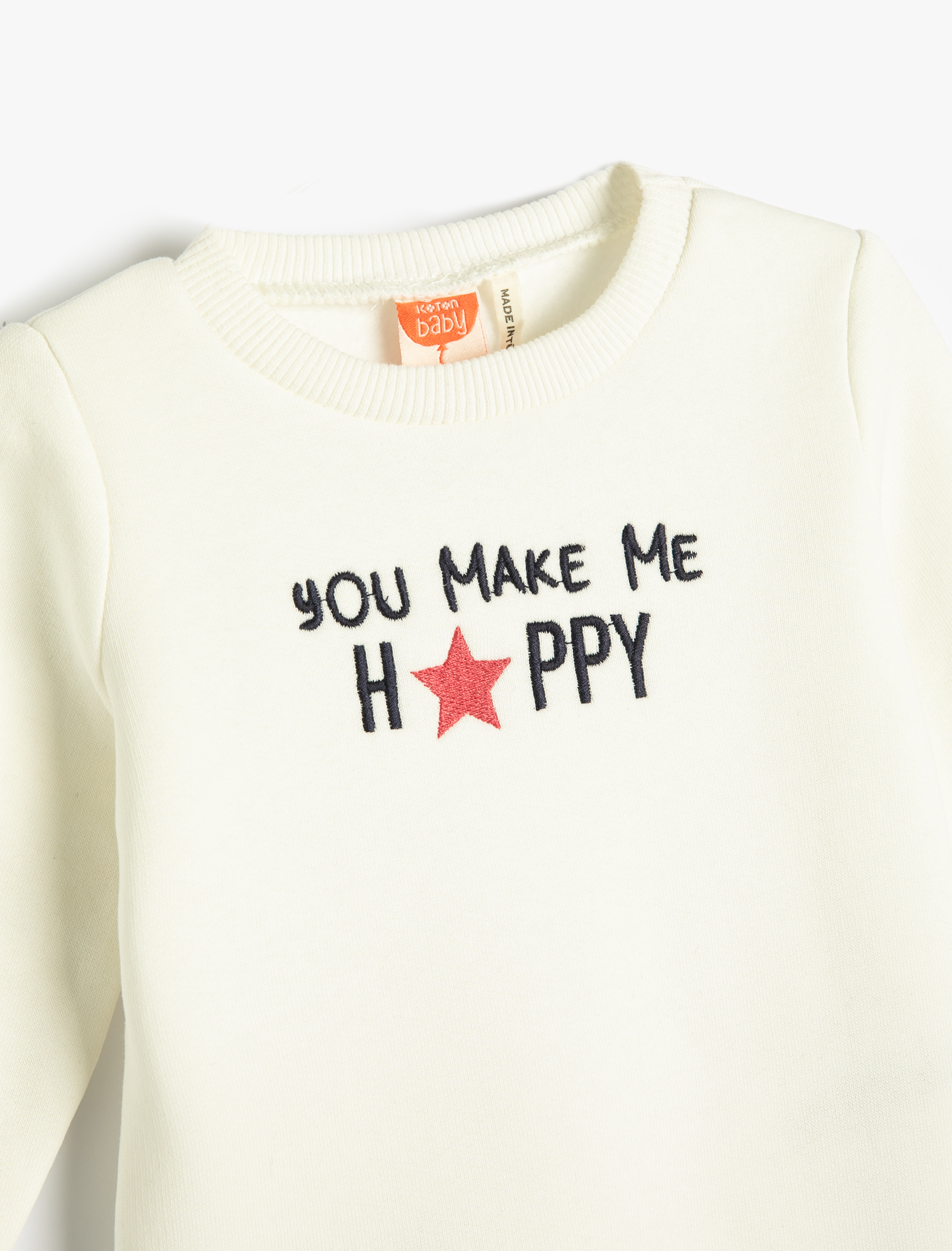  Kız Bebek Sweatshirt Uzun Kollu Bisiklet Yaka İşleme Detaylı Pamuklu Şardonlu