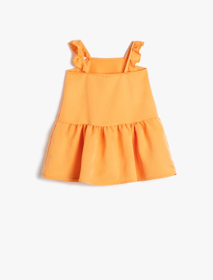 Kız Bebek Elbise Modal Kumaş Fırfırlı Askılı