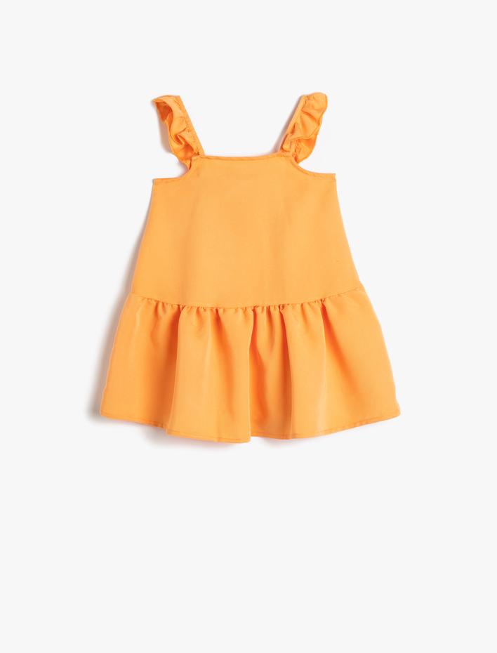 Kız Bebek Elbise Modal Kumaş Fırfırlı Askılı