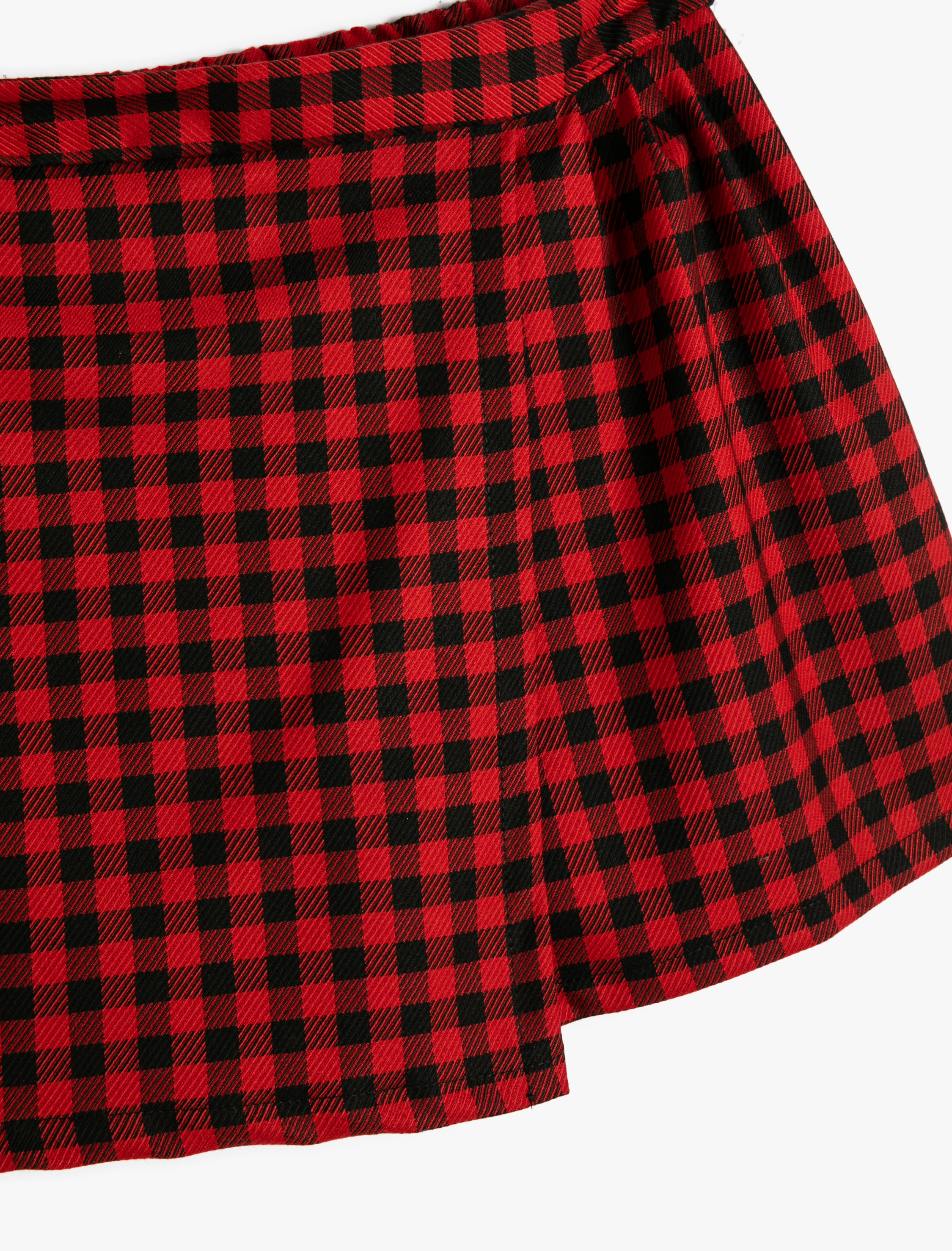  Kız Çocuk Şort Etek Anvelop Beli Lastikli Pileli Tuşe Kumaş