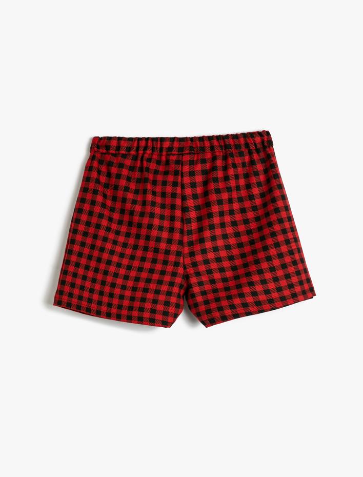 Kız Çocuk Şort Etek Anvelop Beli Lastikli Pileli Tuşe Kumaş