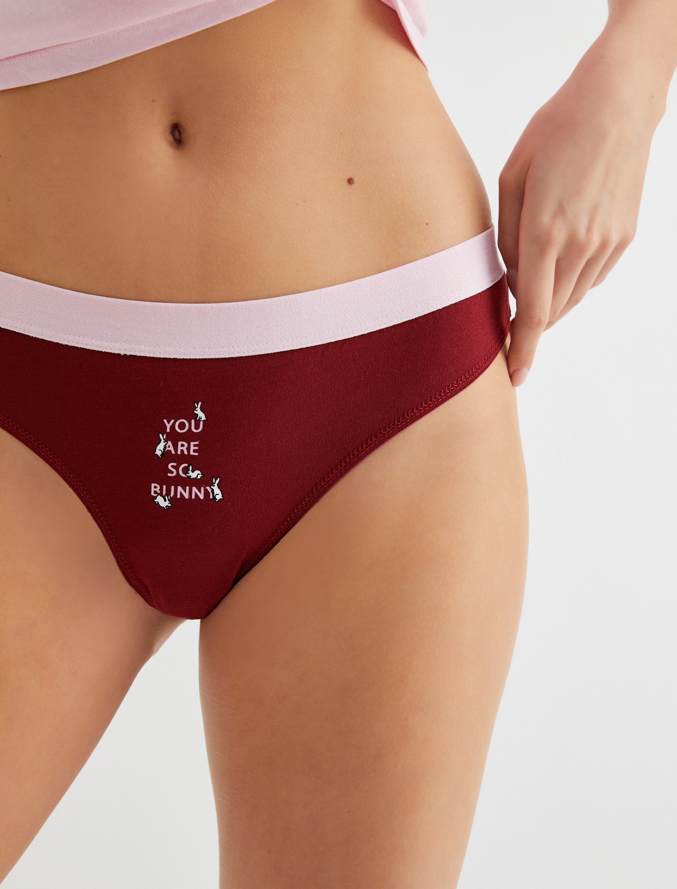   String Külot Slogan Baskılı Ribanalı