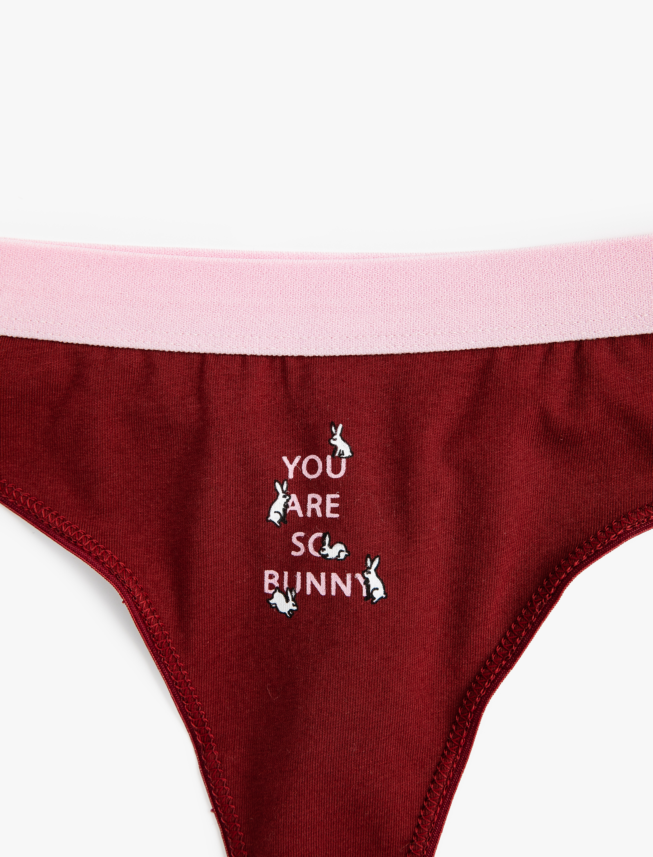   String Külot Slogan Baskılı Ribanalı