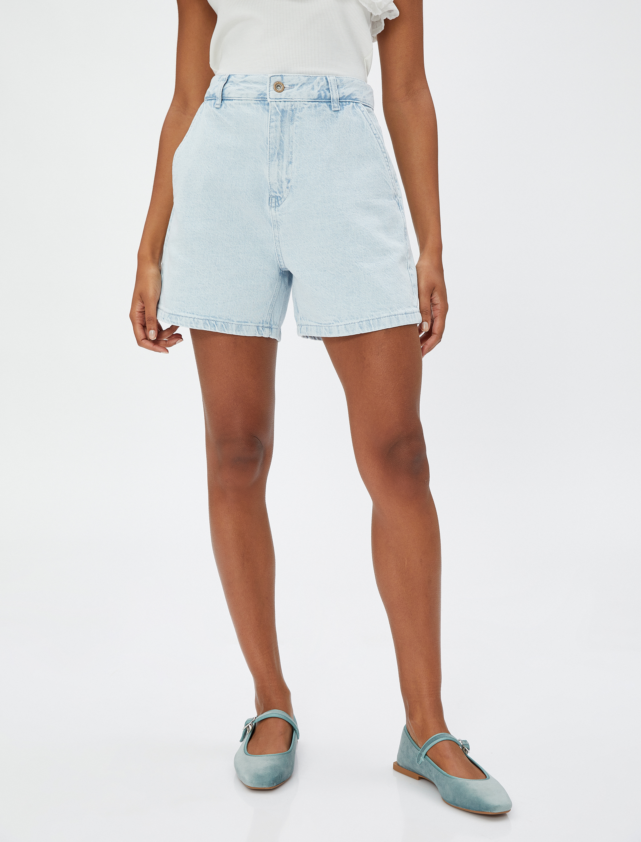   Yüksek Bel Kot Şort