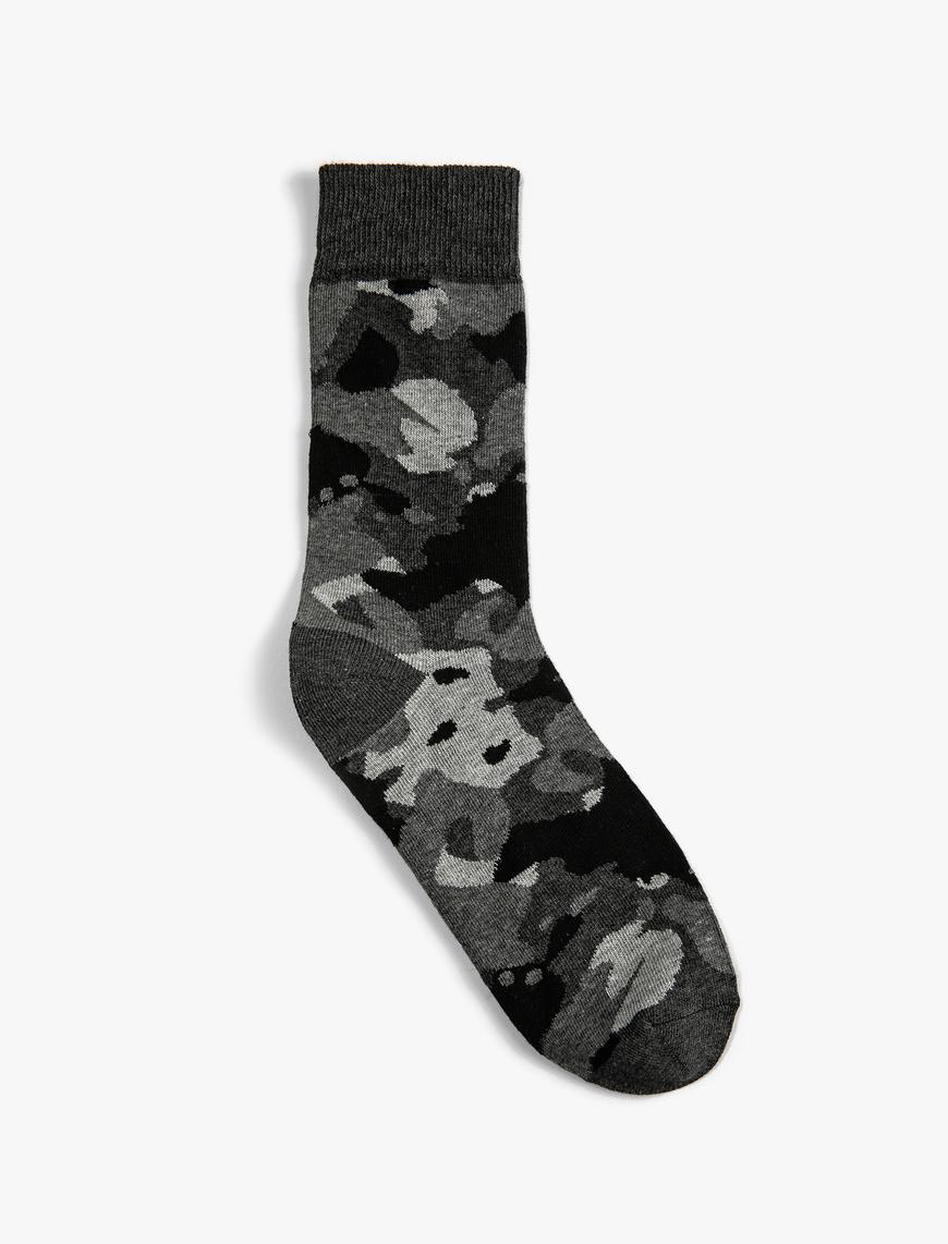  Erkek Socket Socks Camouflage Patterned
