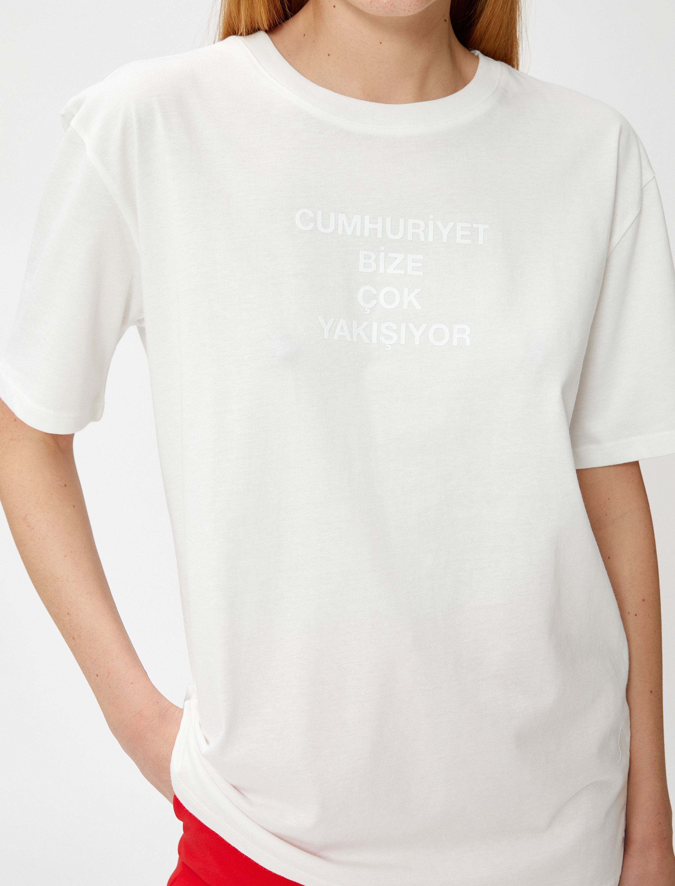   Cumhuriyet Baskılı Tişört Kısa Kollu
