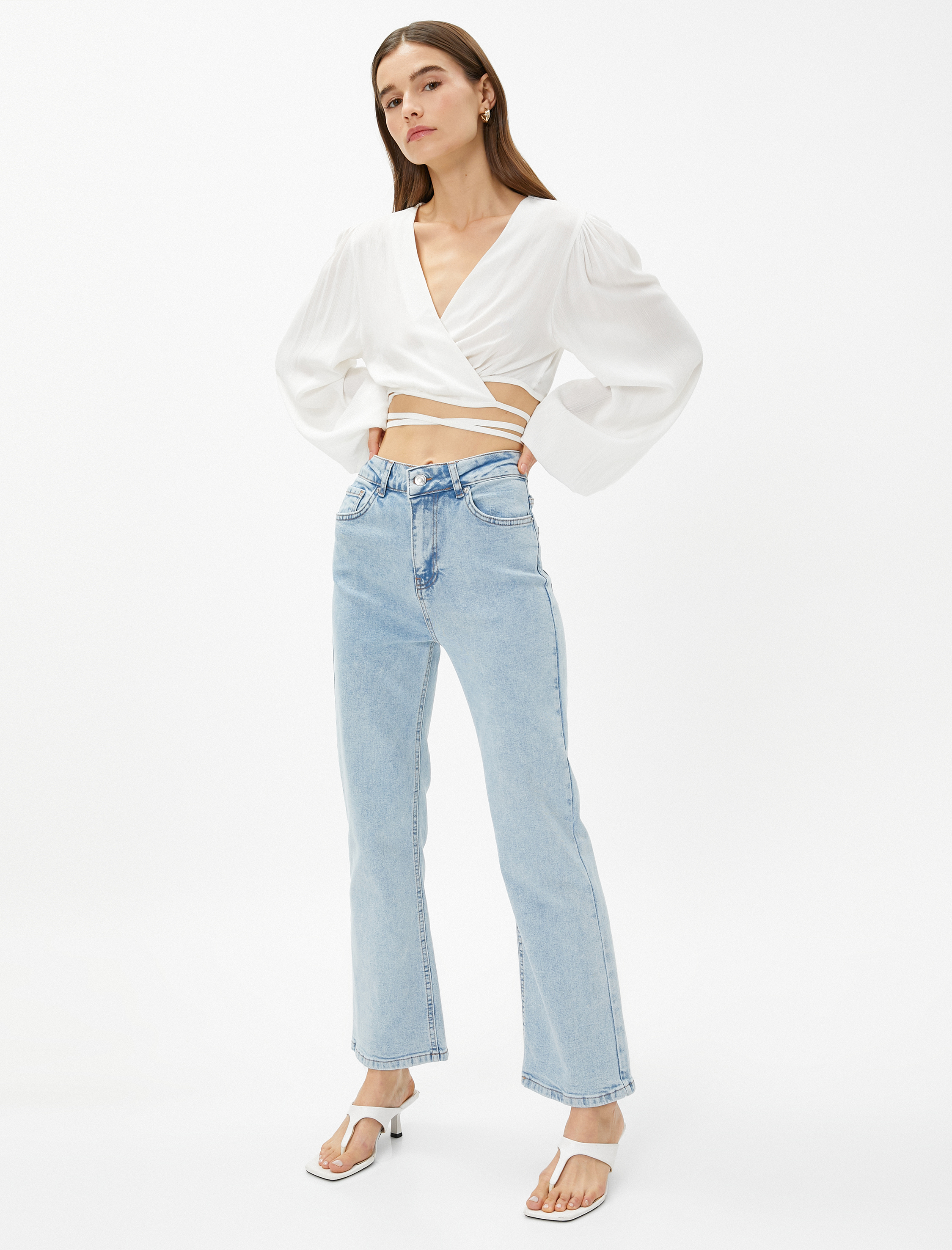 Koton İspanyol Paça Kot Pantolon Yüksek Bel - Victoria Crop Jean. 1