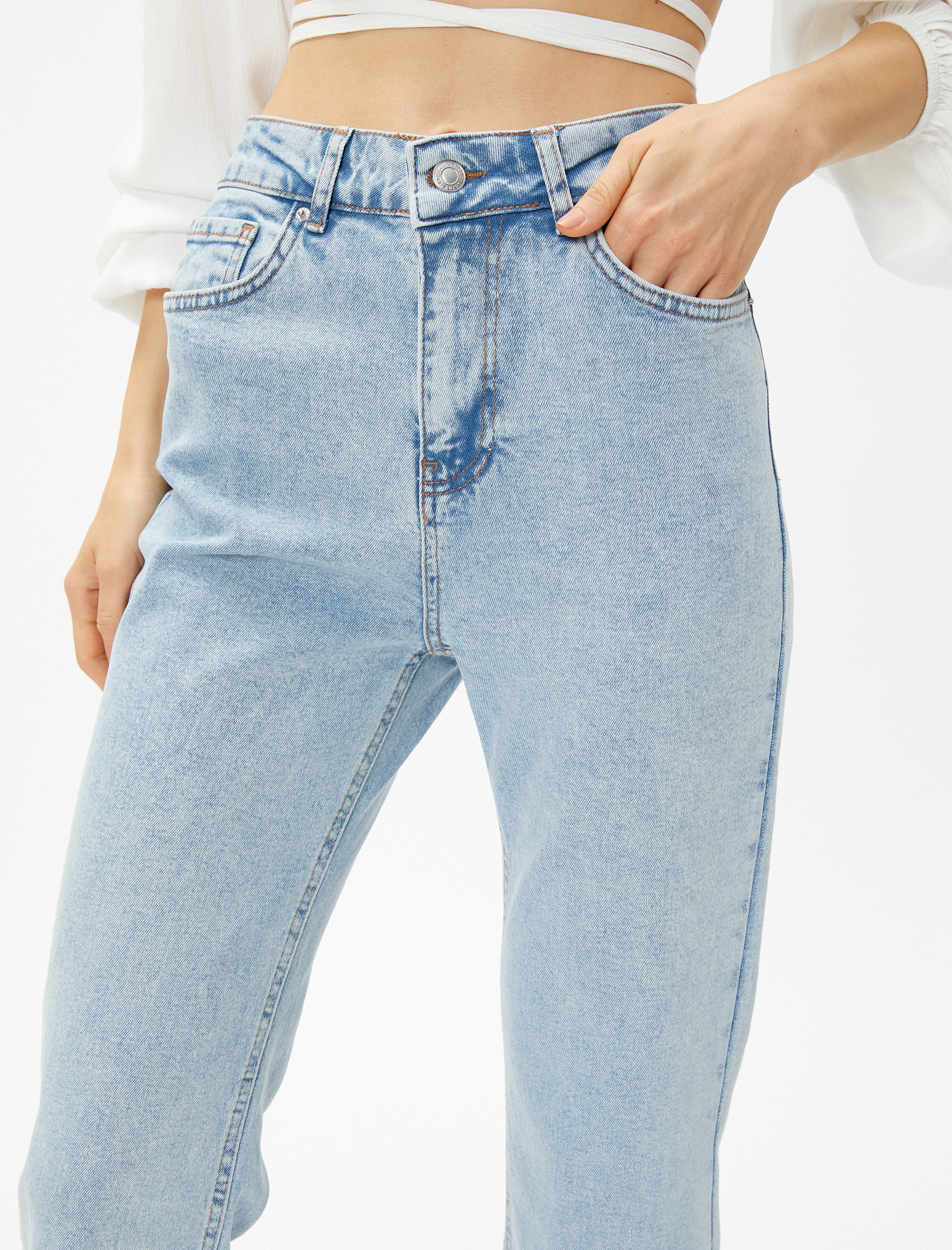Koton İspanyol Paça Kot Pantolon Yüksek Bel - Victoria Crop Jean. 5