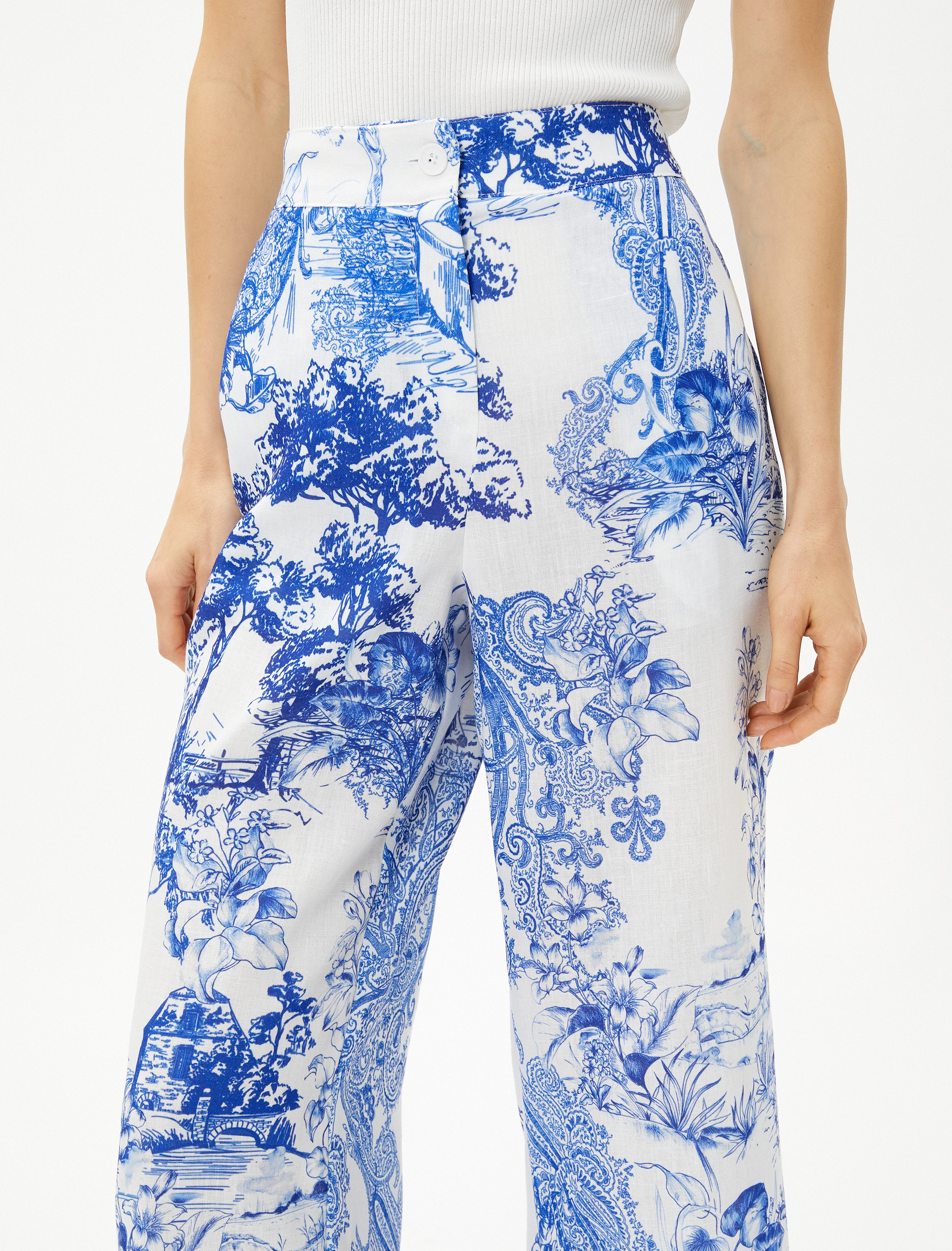   Crop Geniş Paça Pantolon Cepli