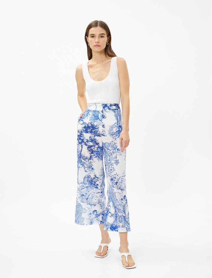  Crop Geniş Paça Pantolon Cepli