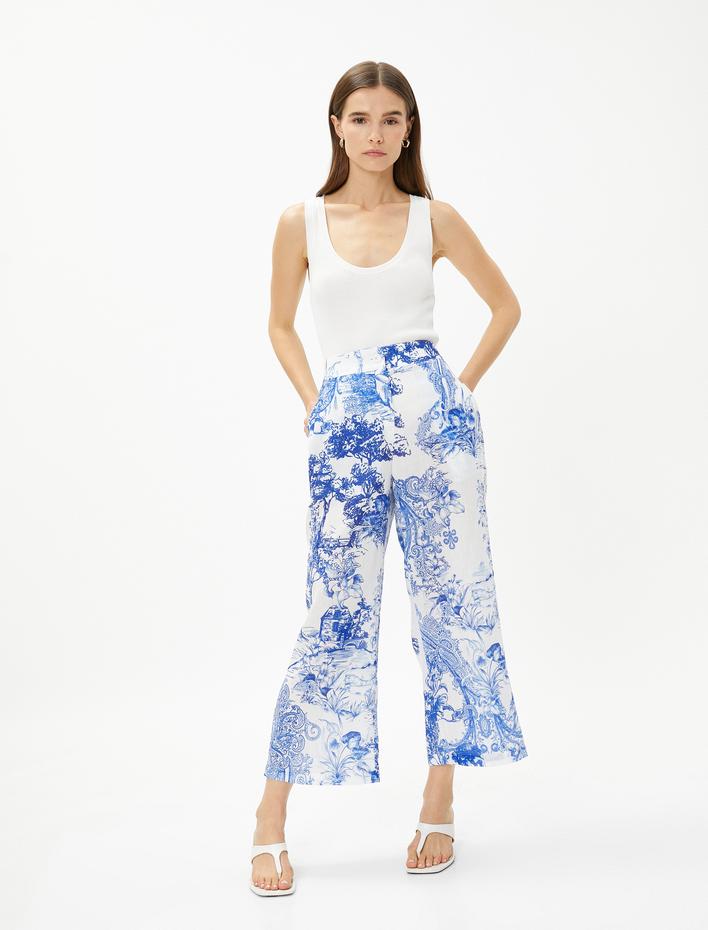  Crop Geniş Paça Pantolon Cepli