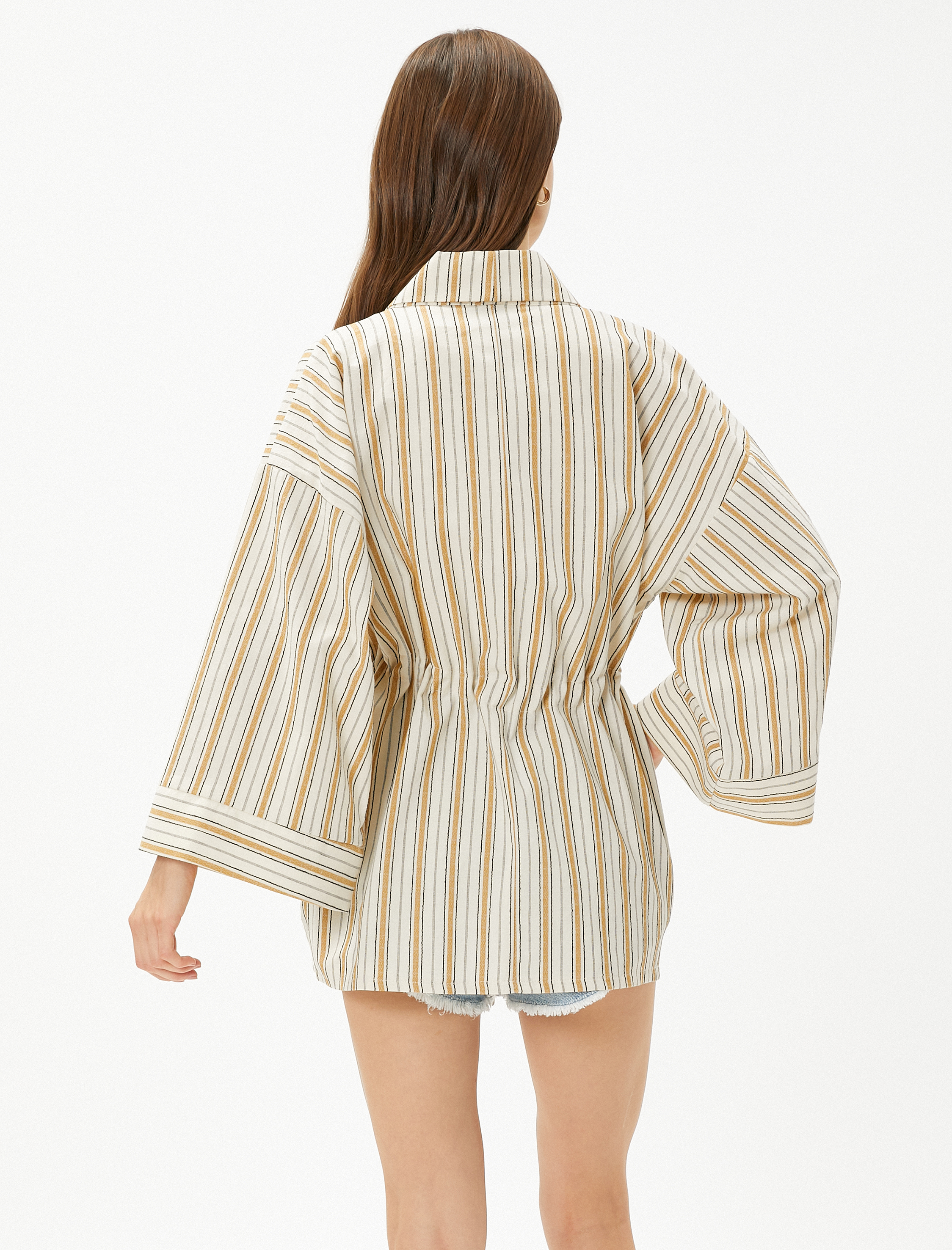   Pamuklu Kimono Cepli Beli Bağlamalı