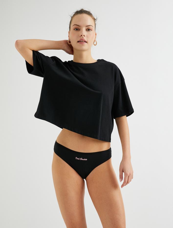  Pamuklu Külot Brazilian Baskılı Arkası Dantelli