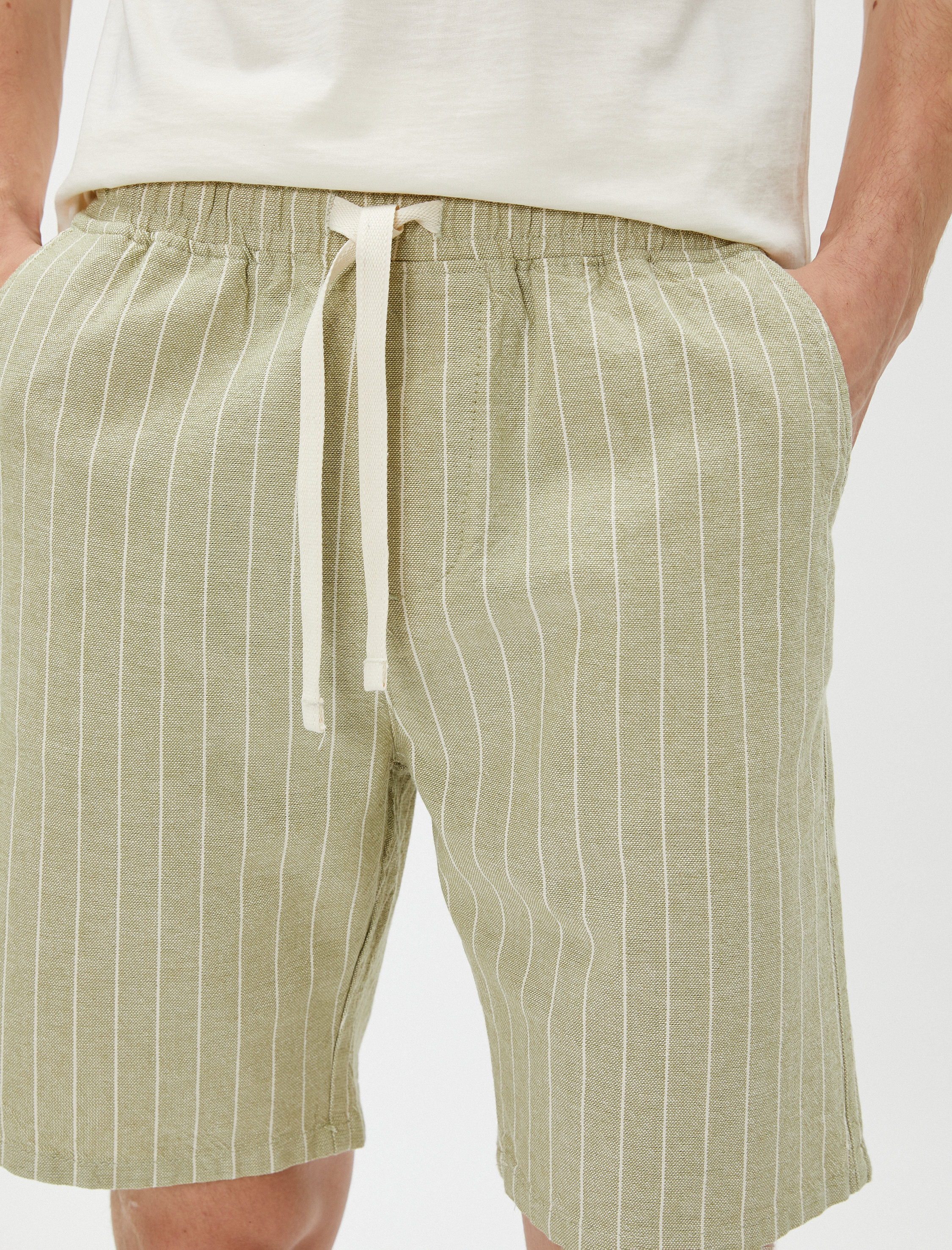   Chino Şort Beli Bağcıklı Cepli Pamuklu