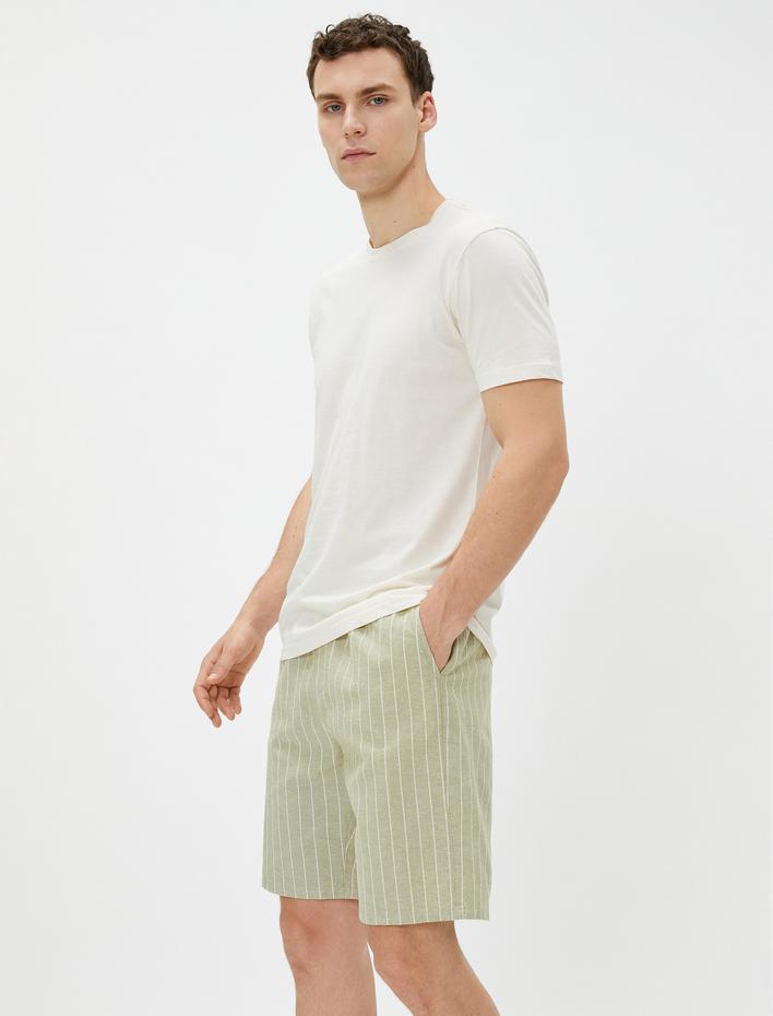  Chino Şort Beli Bağcıklı Cepli Pamuklu