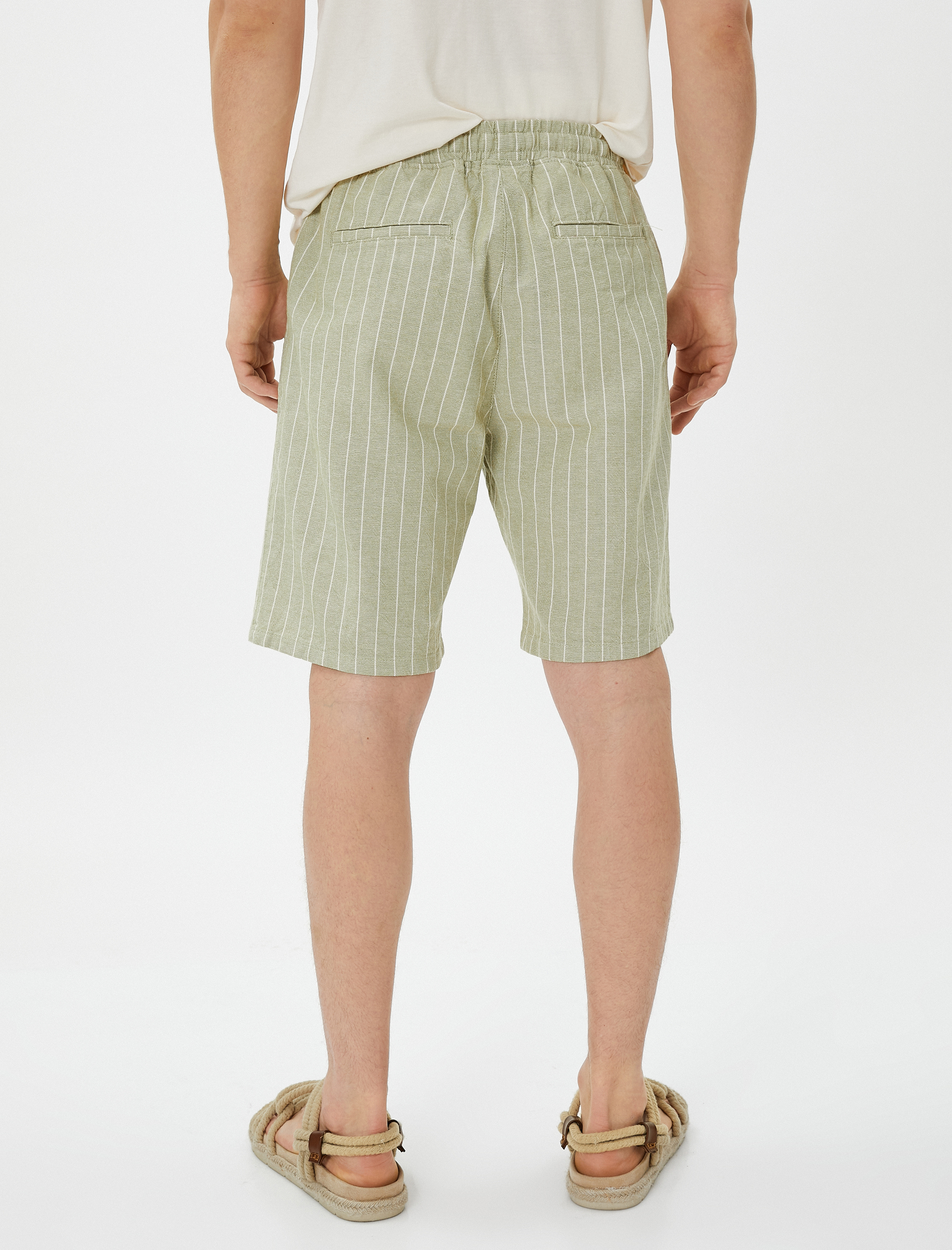   Chino Şort Beli Bağcıklı Cepli Pamuklu