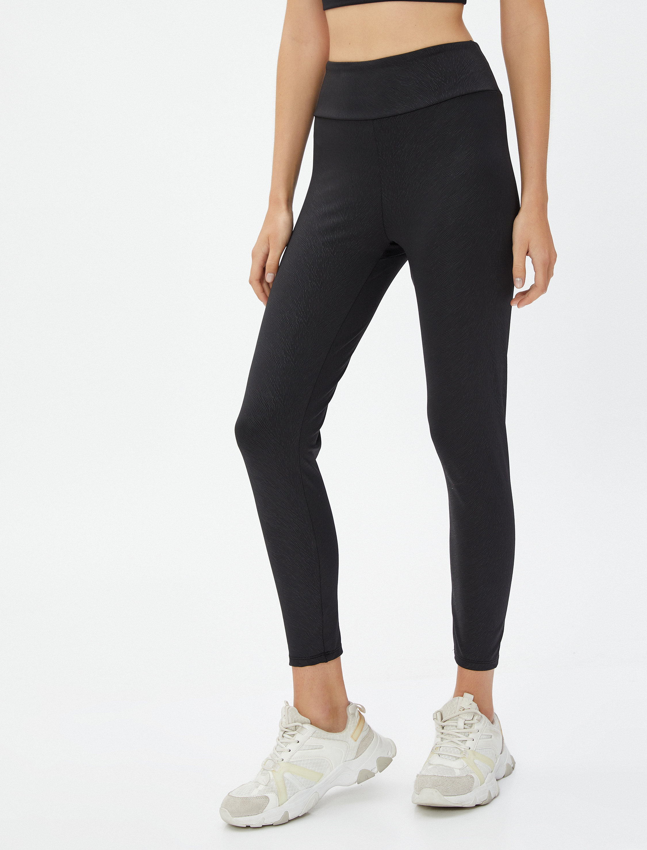   Yüksek Bel Sporcu Tayt Dokulu