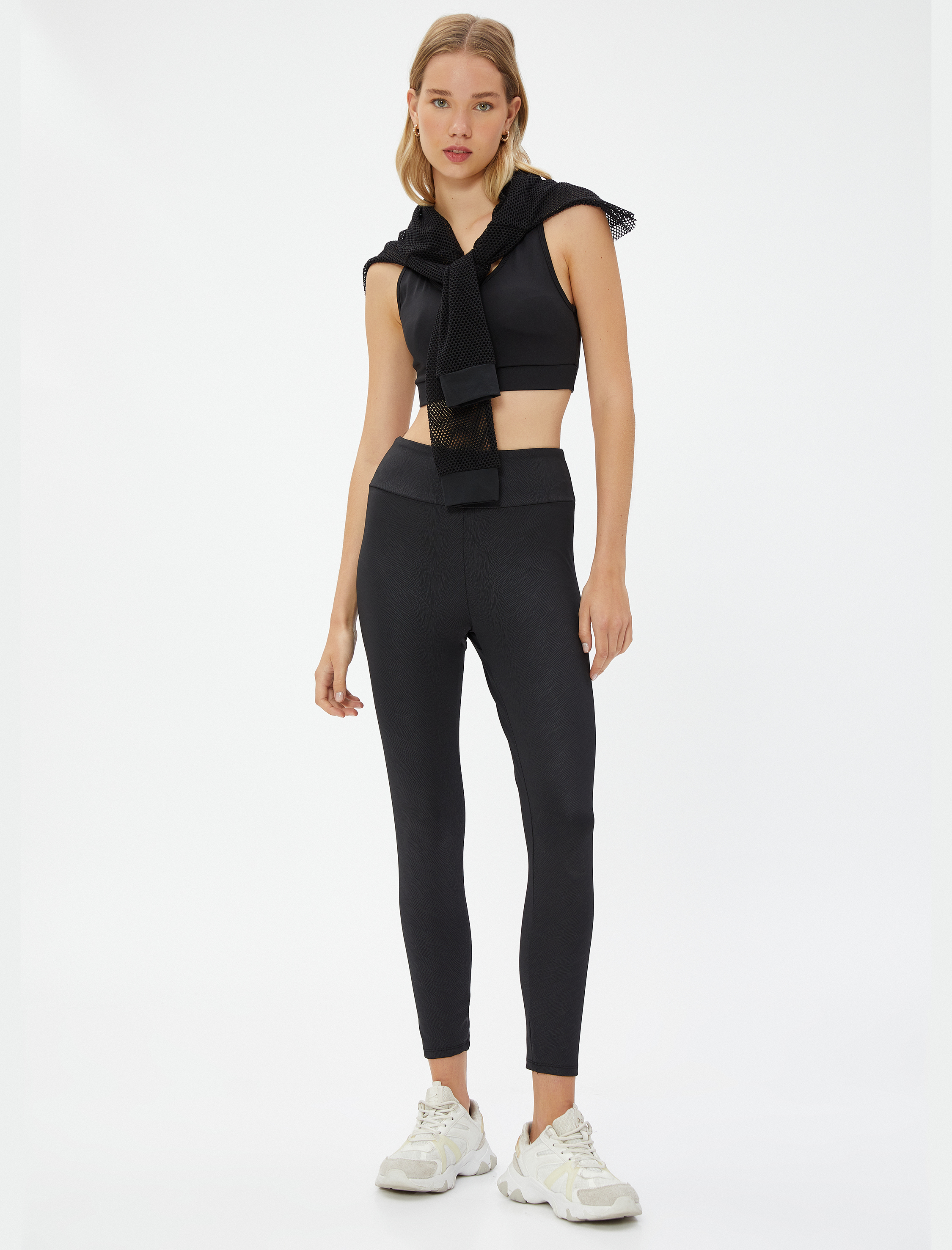   Yüksek Bel Sporcu Tayt Dokulu