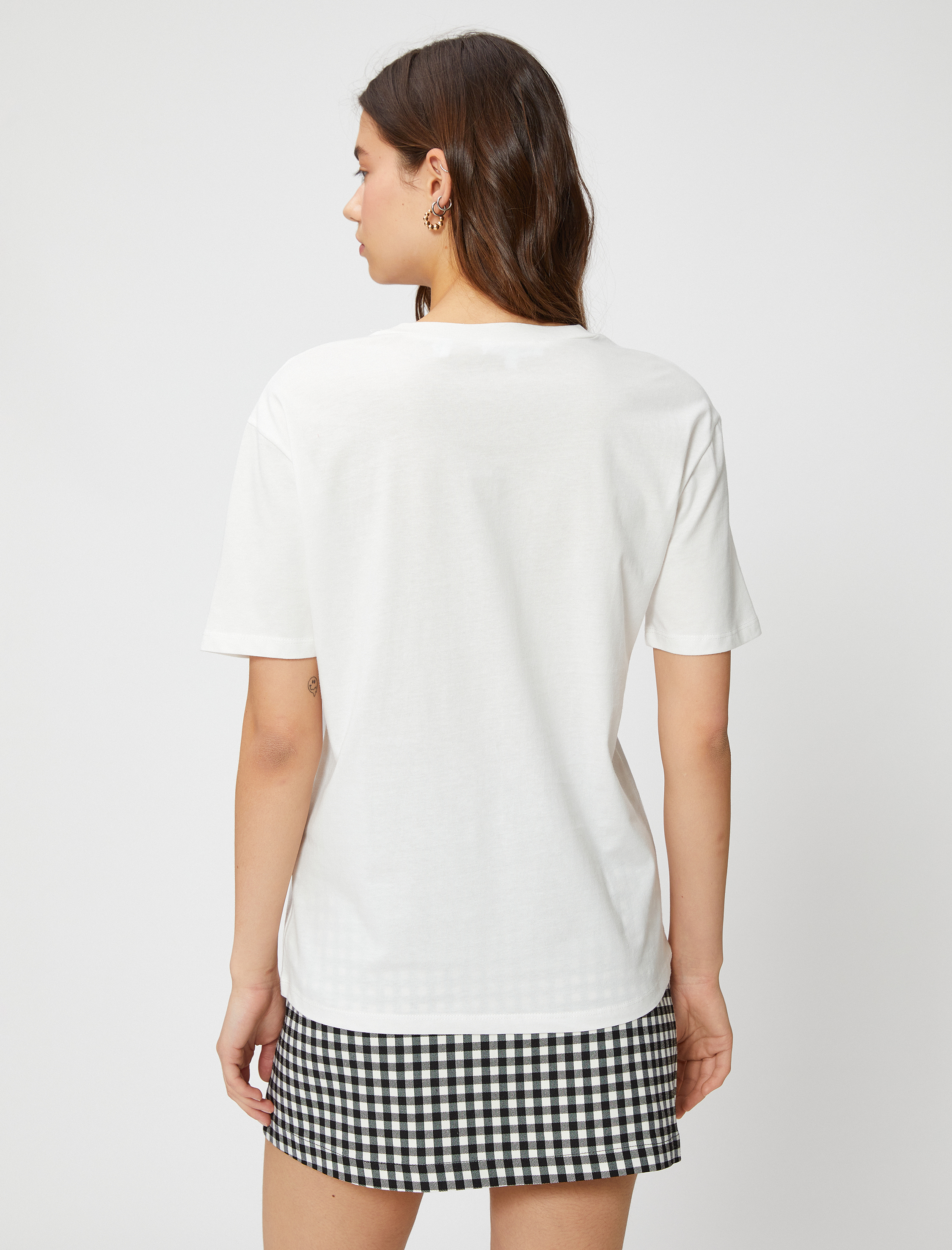   Slogan Baskılı Tişört Bisiklet Yaka Kısa Kollu Pamuklu