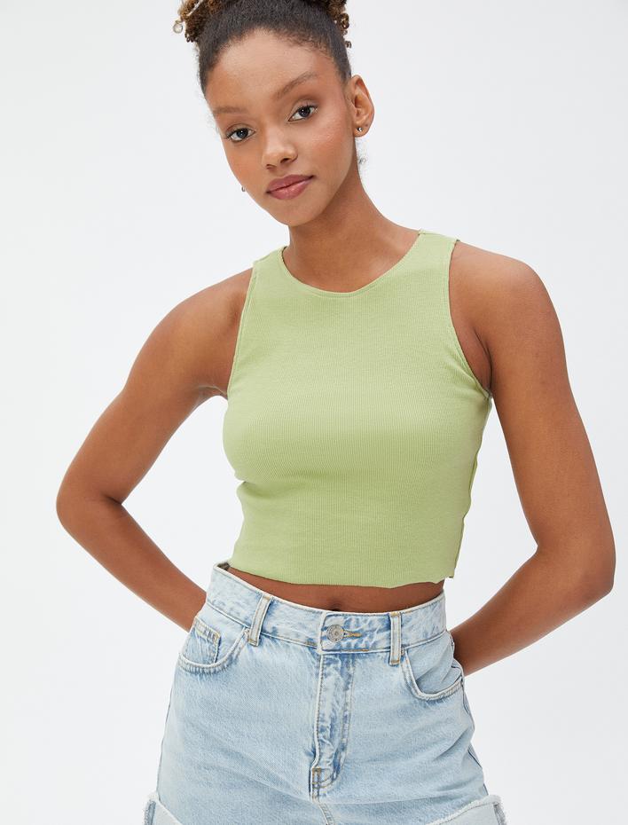  Basic Crop Atlet Halter Yaka Fitilli