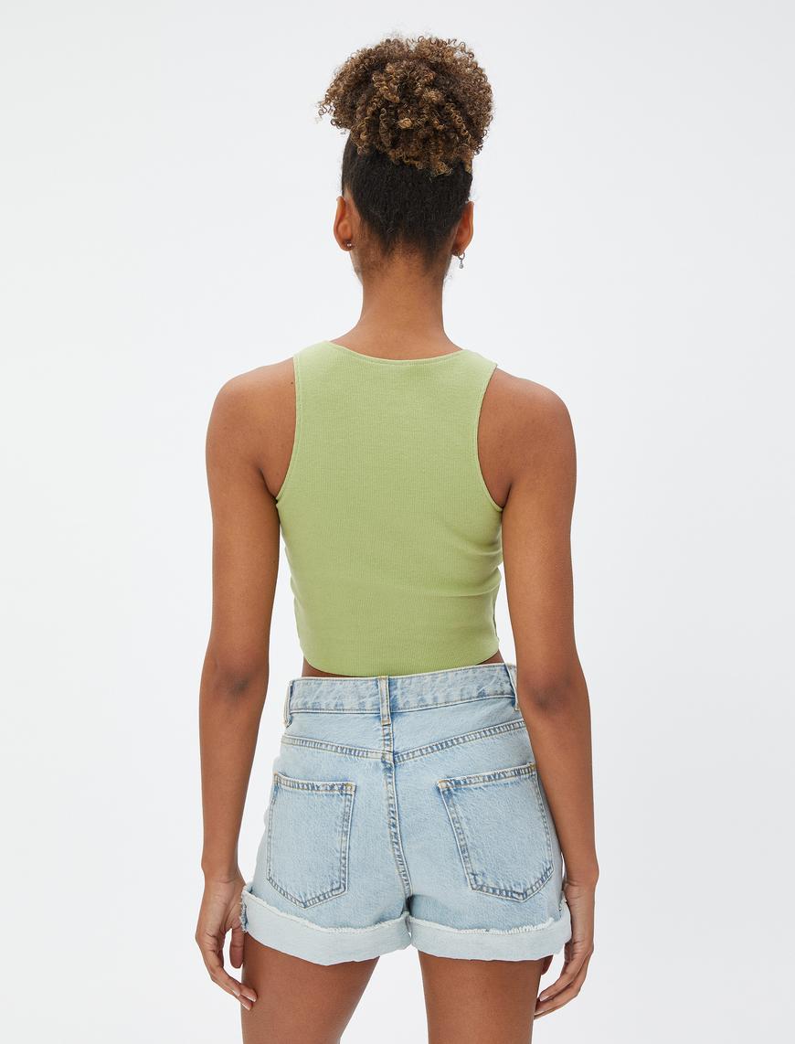   Basic Crop Atlet Halter Yaka Fitilli