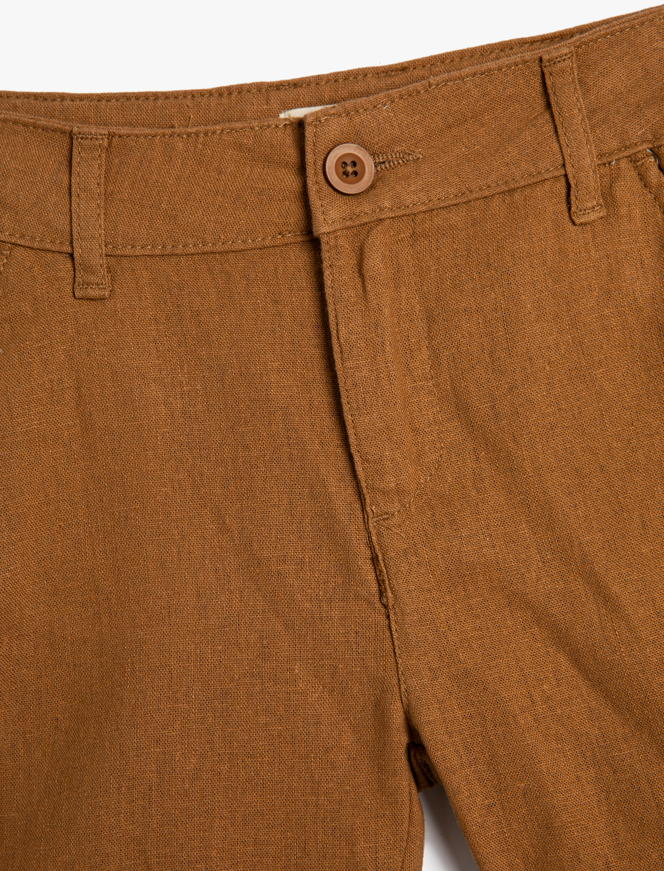  Erkek Çocuk Keten Şort Düğmeli Cepli