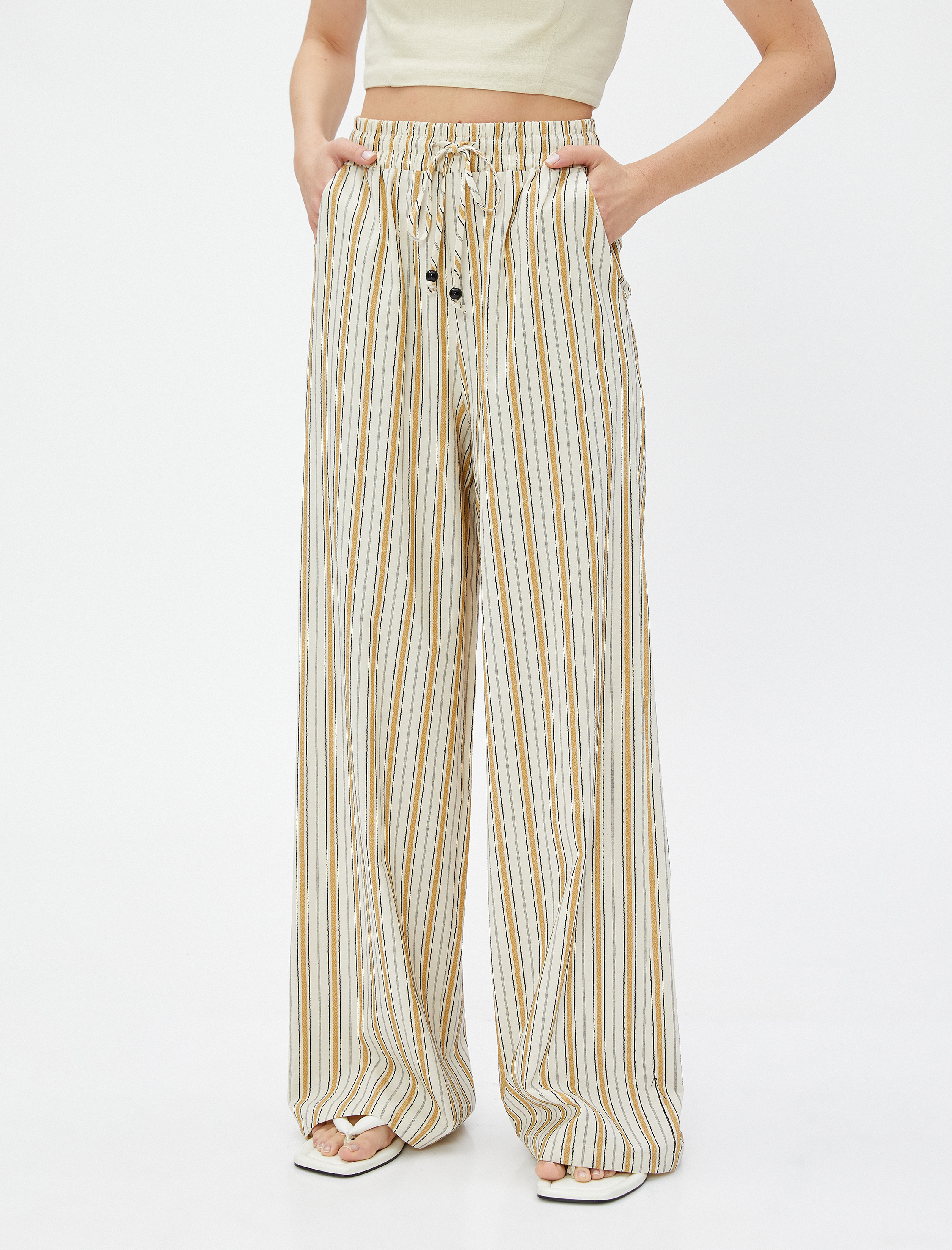   Palazzo Pantolon Cepli Beli Bağlamalı