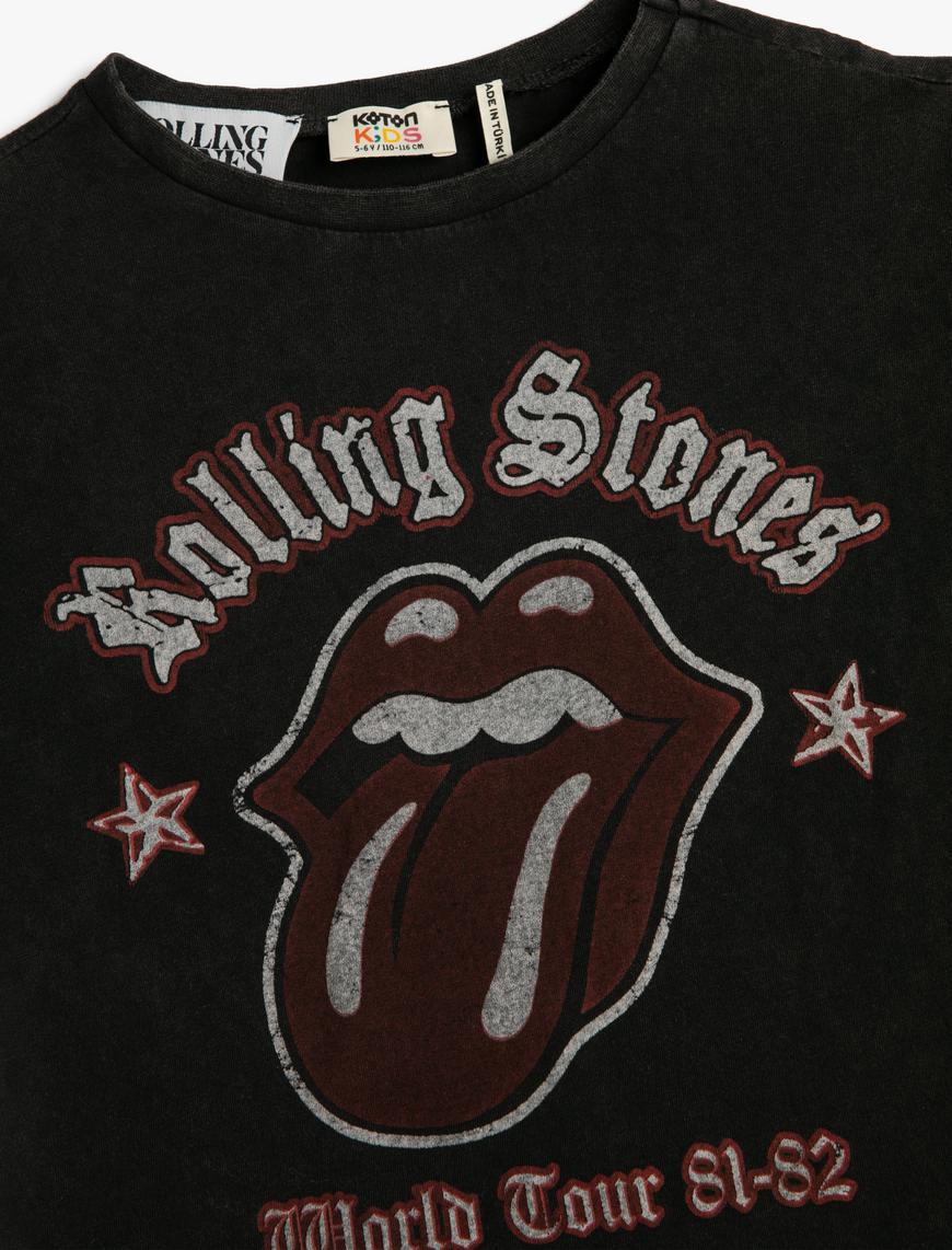  Erkek Çocuk Rolling Stones Tişört Lisanslı Kısa Kollu Bisiklet Yaka Pamuklu