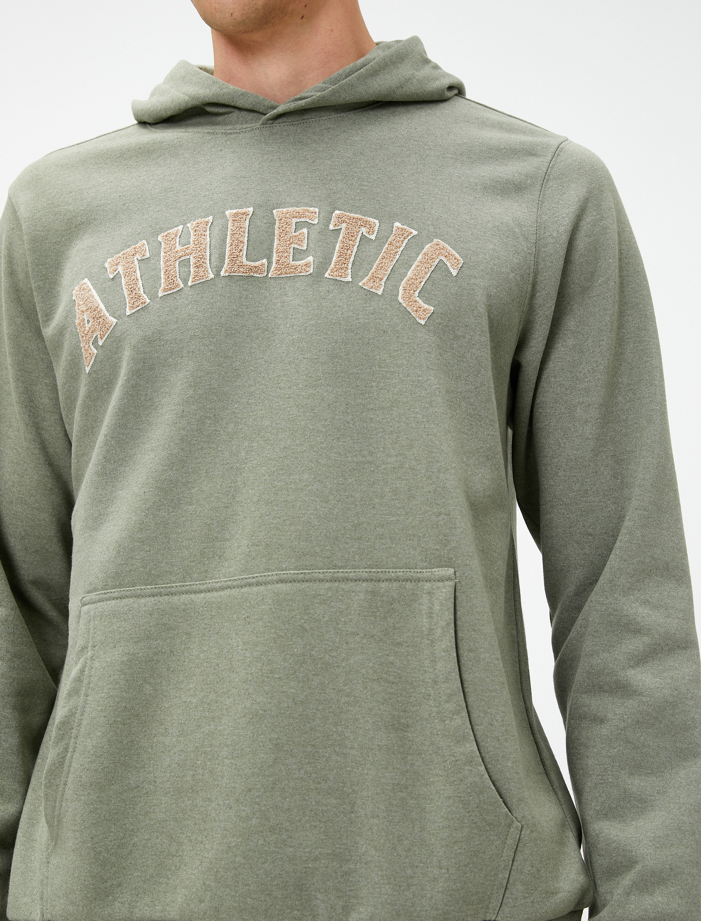   Kolej Sweatshirt Kapşonlu Kanguru Cep Detaylı İşlemeli Şardonlu