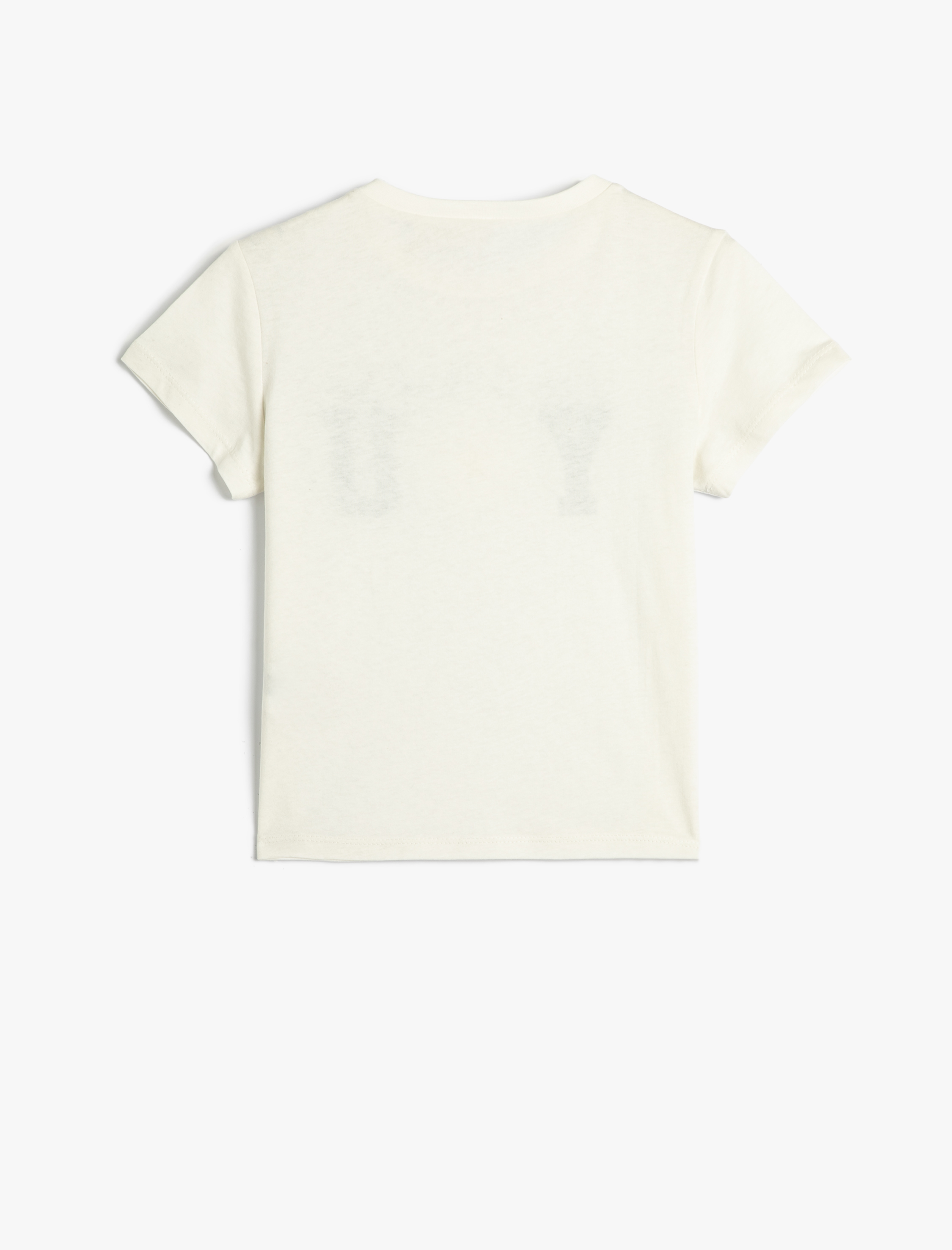  Kız Çocuk Tişört Kısa Kollu Bisiklet Yaka Kroşe Çiçek Aplike Detaylı Pamuklu