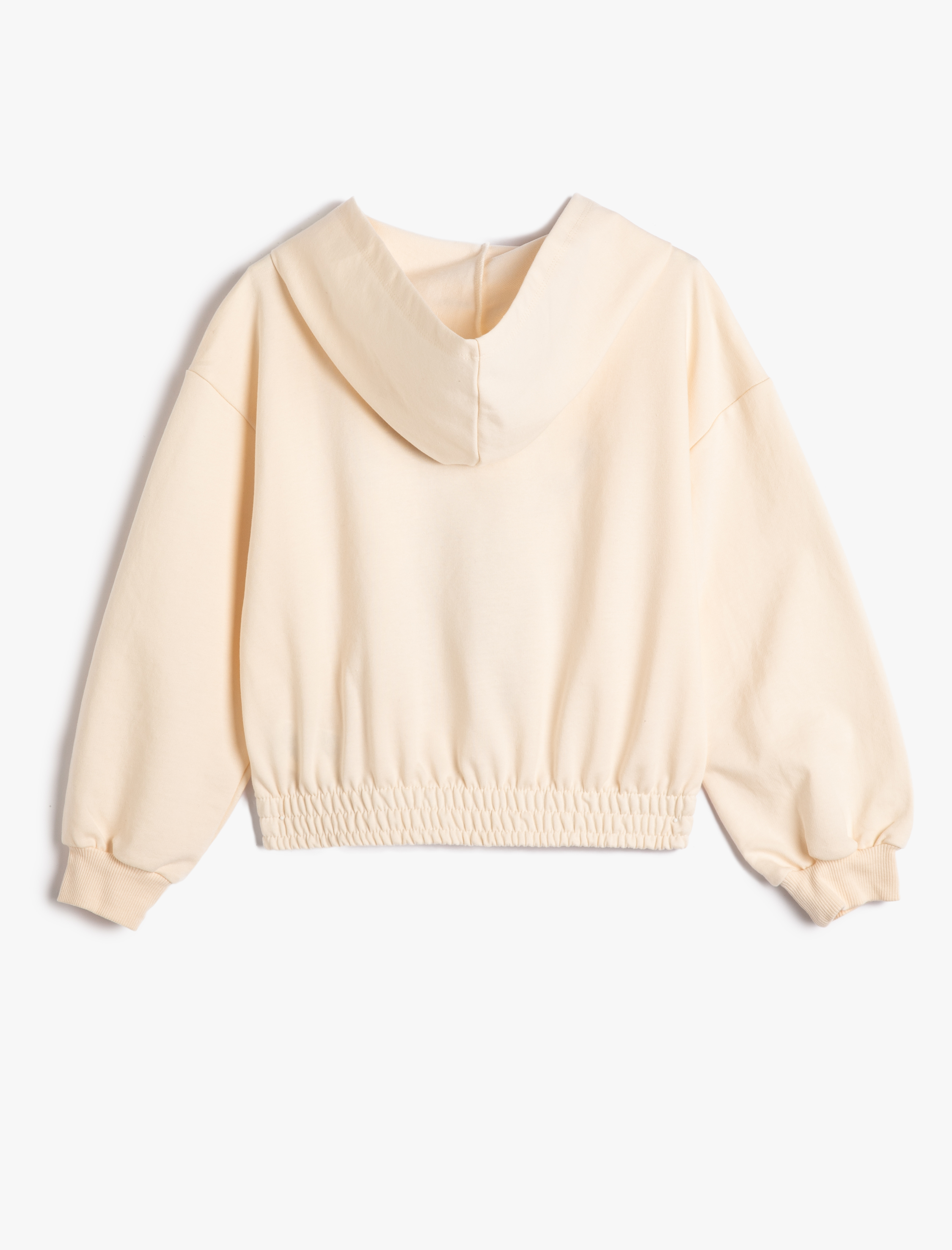  Kız Çocuk Kapşonlu Sweatshirt Ayıcık Baskılı Beli ve Manşetleri Lastikli Uzun Kollu