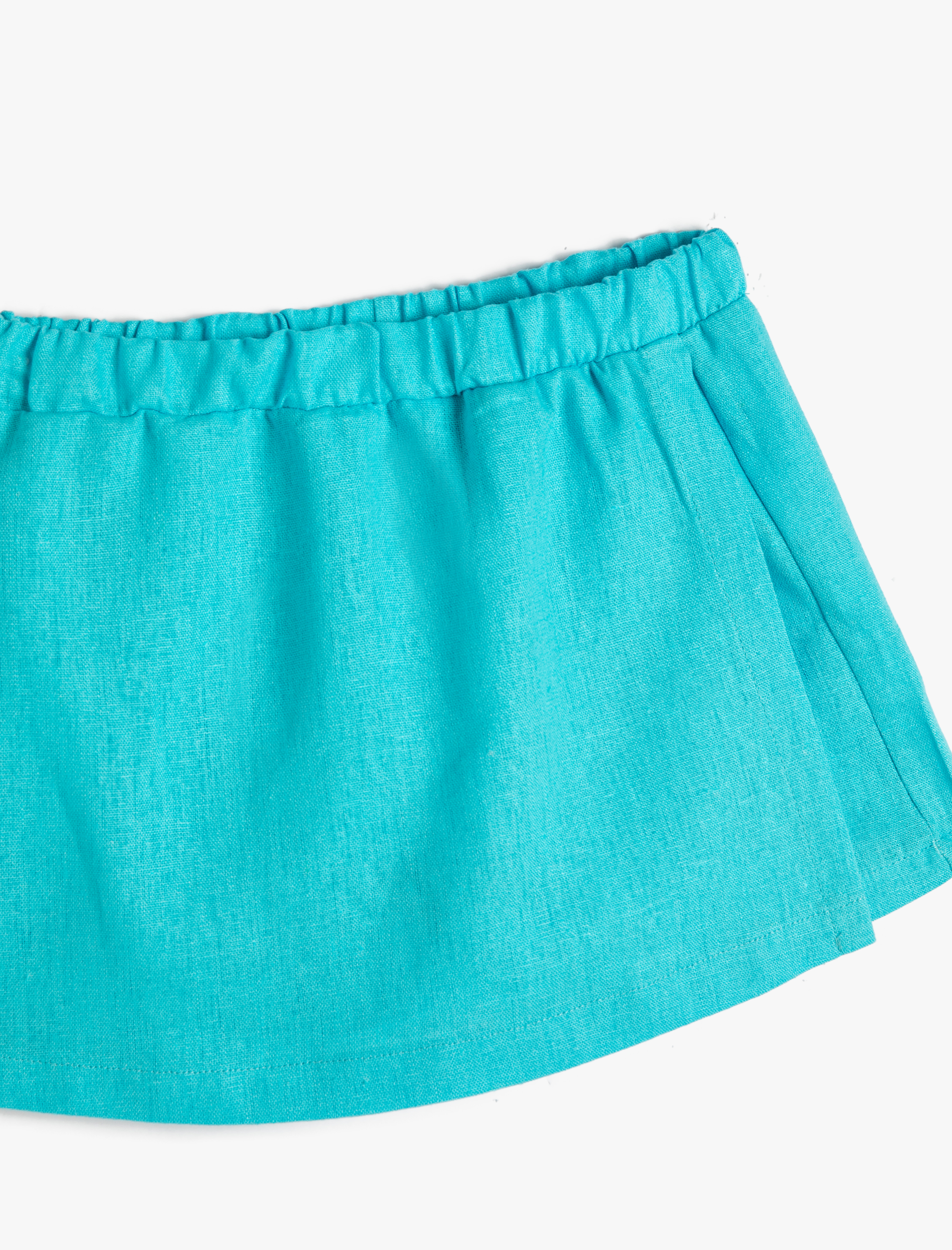  Kız Çocuk Keten Şort Etek Beli Lastikli Anvelop