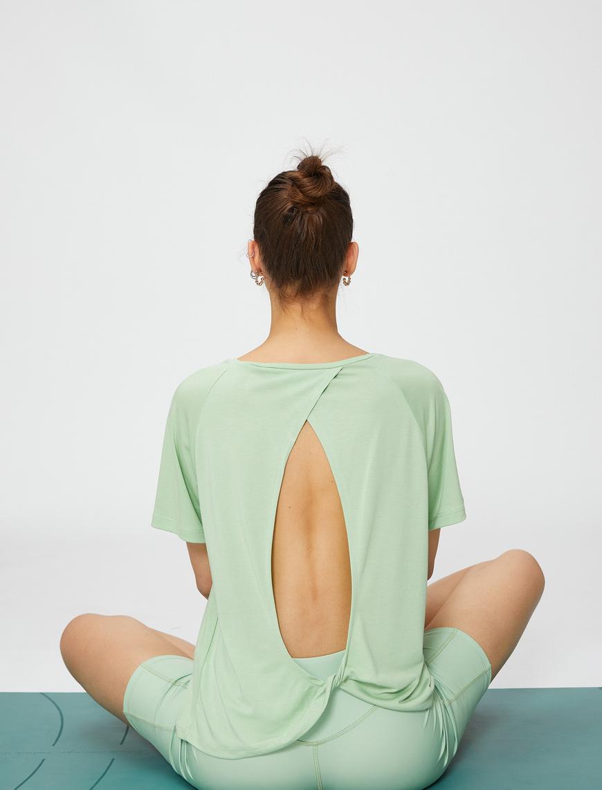   Modal Yoga Tişört Pencere Detaylı