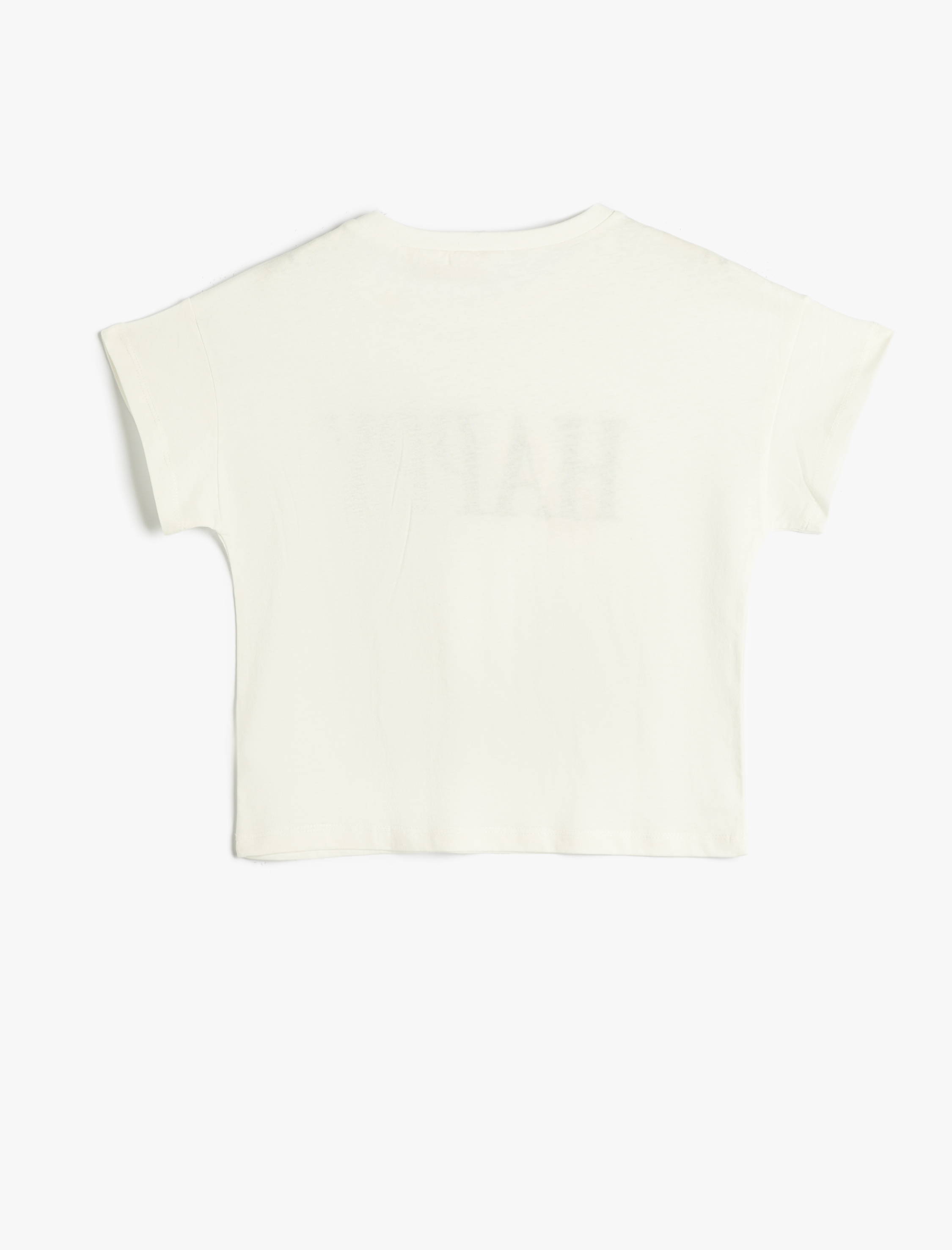  Kız Çocuk Tişört Kısa Kollu Bisiklet Yaka Kroşe Çiçek Aplike Detaylı Pamuklu