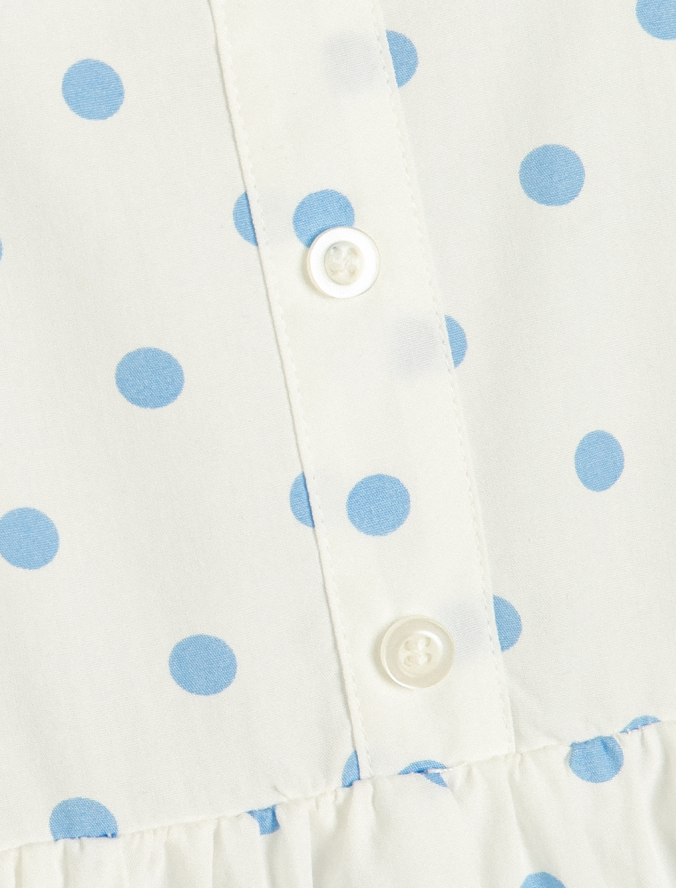 Kız Çocuk Elbise Midi Puantiyeli Balon Kollu U Yaka Astarlı Pamuklu