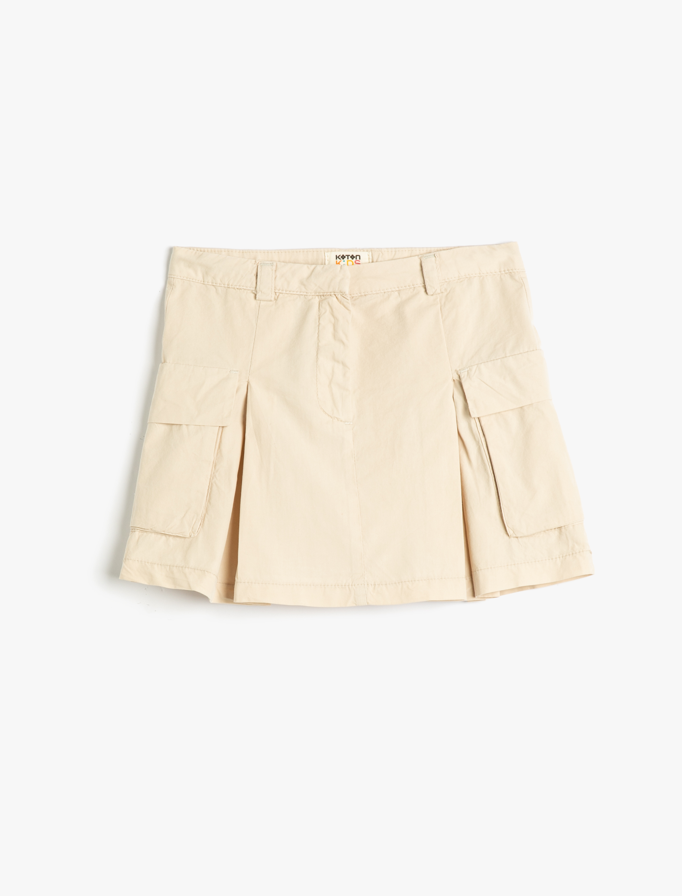  Kız Çocuk Kargo Mini Etek Pileli Yandan Cepli Pamuklu